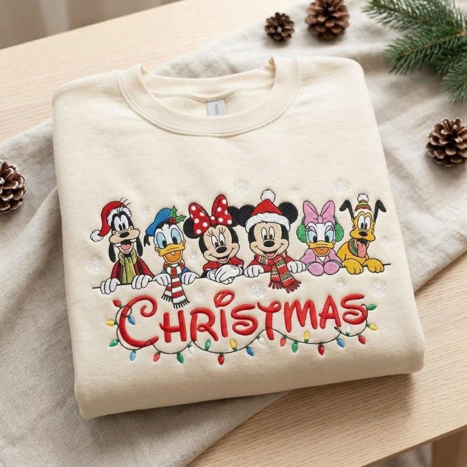 Magical Christmas Embroidered Sweatshirt, Festive Friends Holiday Crewneck, Cute Christmas Character Sweater, Holiday Gift 2