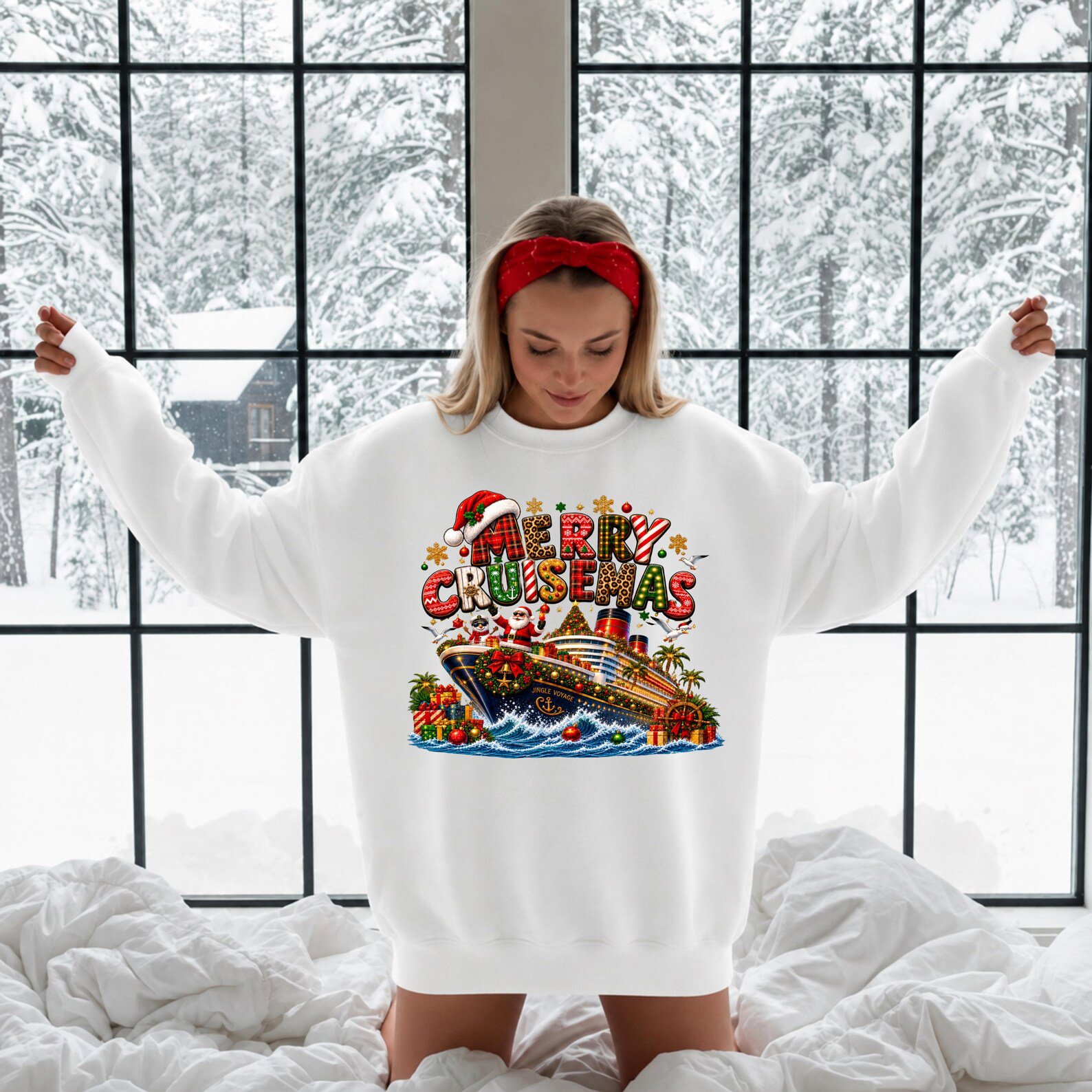 Merry Cruisemas Shirt, Christmas Cruise Ship Graphic For Matching Family Holiday Vacation Outfit 3