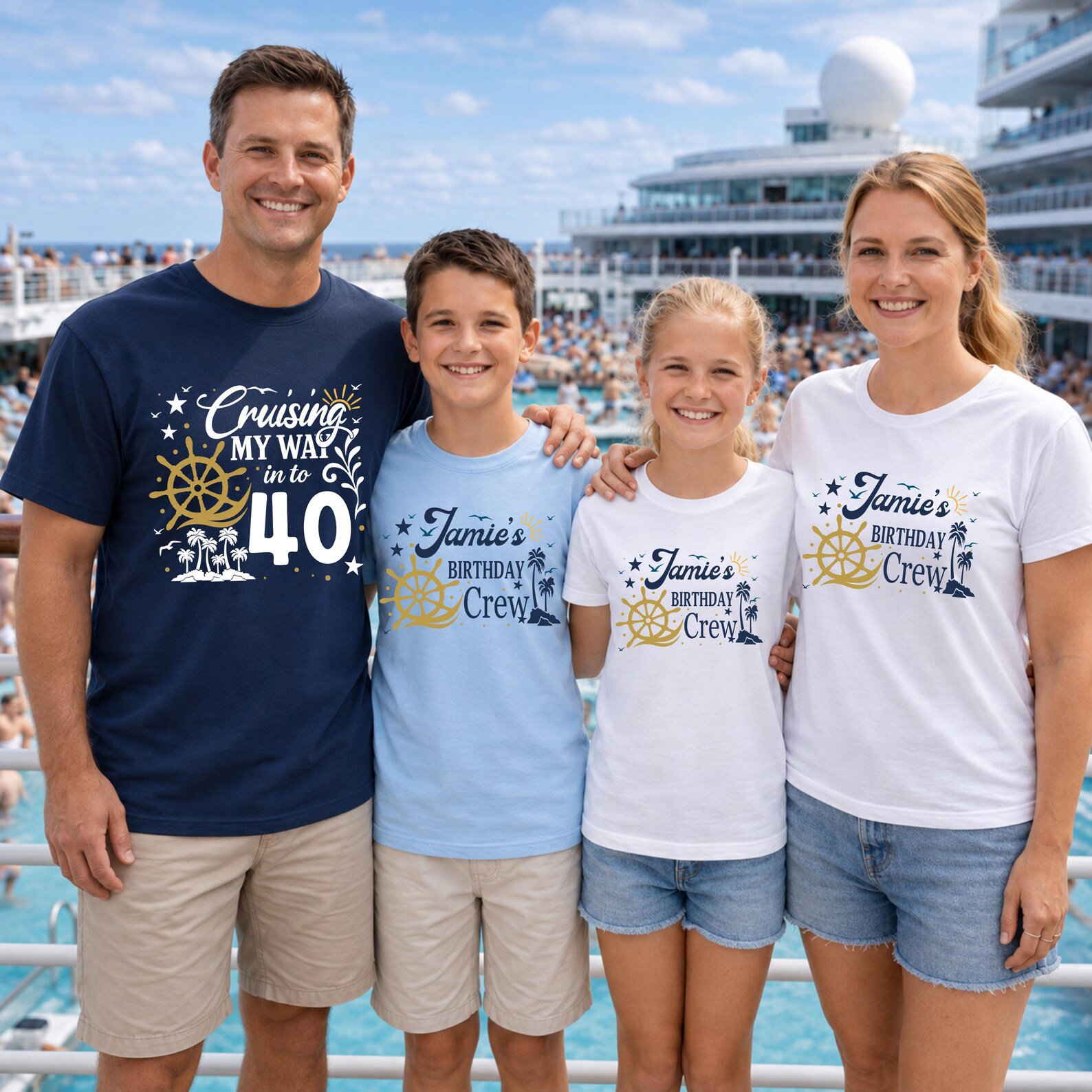 Custom Birthday Cruise Shirt, Nautical Wheel Milestone Vacation Sweatshirt, Matching Family Group Outfit 2