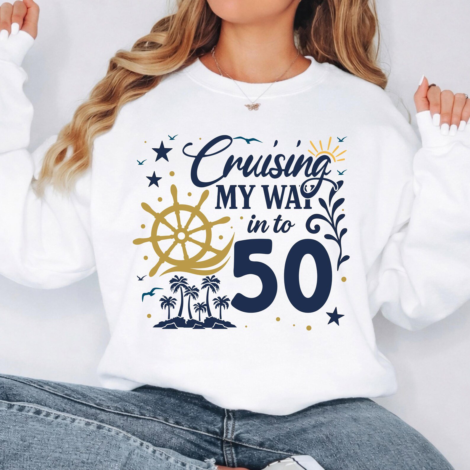 Custom Birthday Cruise Shirt, Nautical Wheel Milestone Vacation Sweatshirt, Matching Family Group Outfit 7