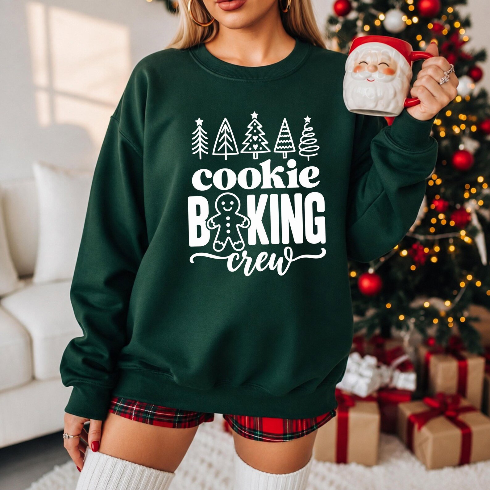 Cookie Baking Crew Christmas Sweatshirt, Gingerbread Graphic Tee For Holiday Matching Family Outfit 1