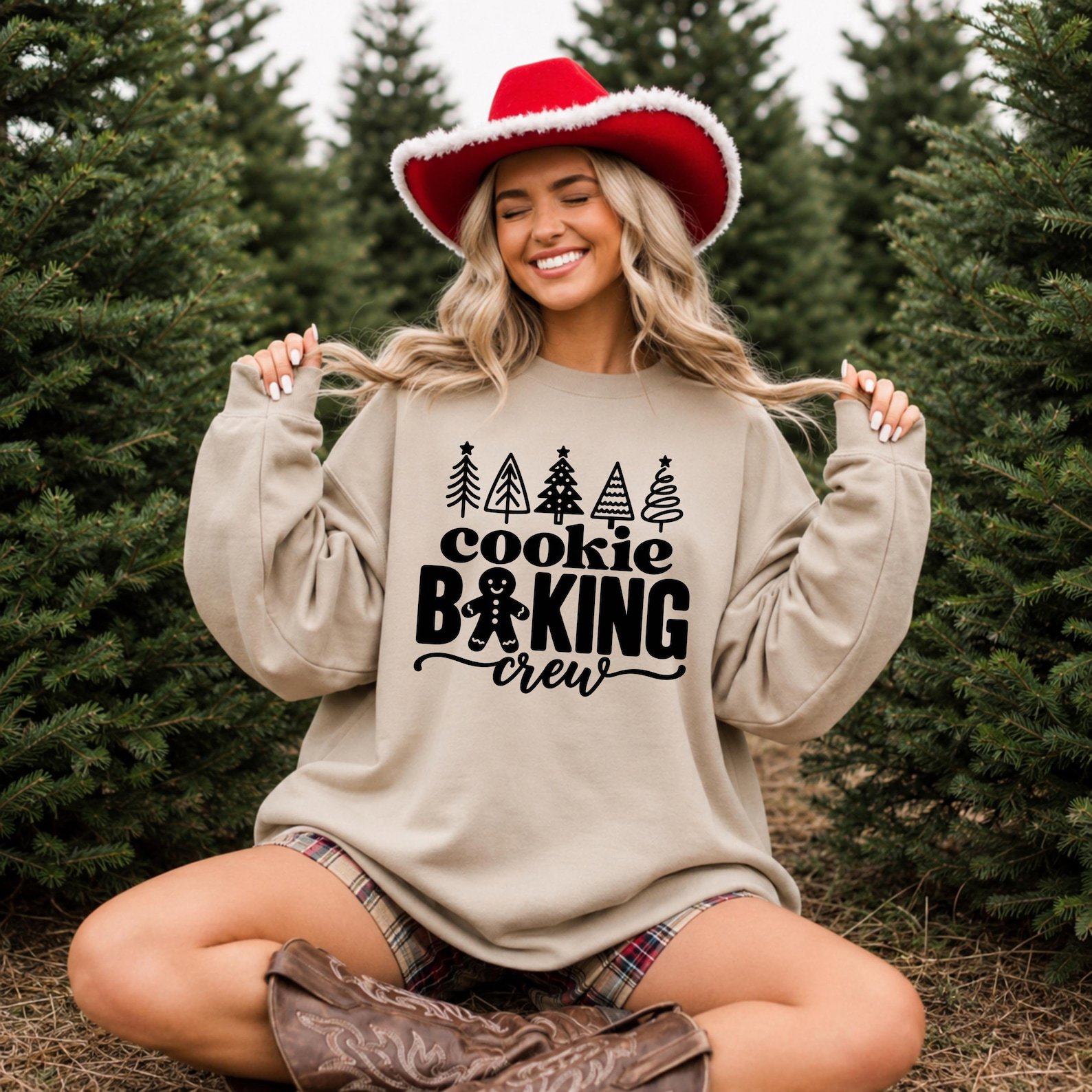 Cookie Baking Crew Christmas Sweatshirt, Gingerbread Graphic Tee For Holiday Matching Family Outfit 3