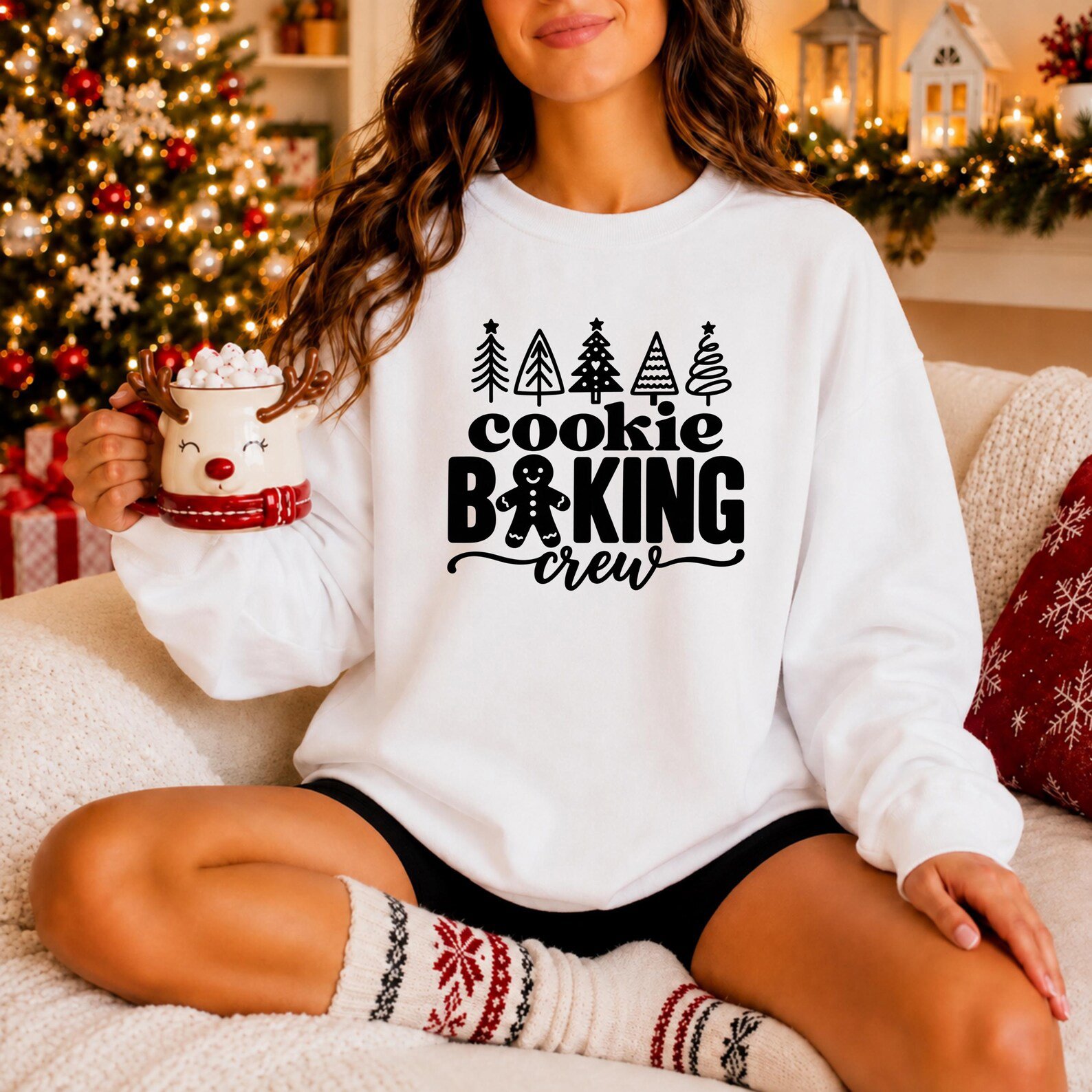 Cookie Baking Crew Christmas Sweatshirt, Gingerbread Graphic Tee For Holiday Matching Family Outfit 5