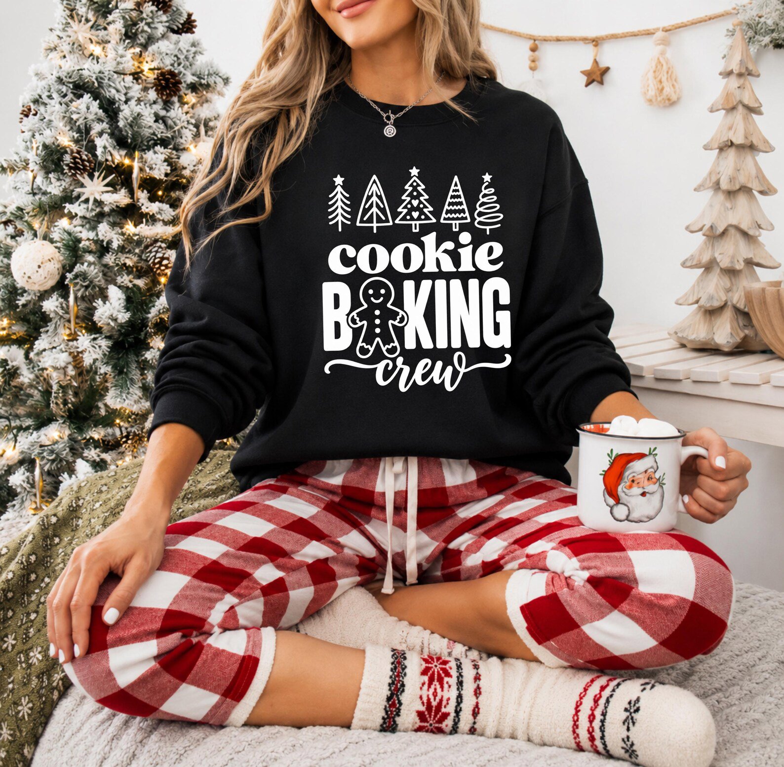 Cookie Baking Crew Christmas Sweatshirt, Gingerbread Graphic Tee For Holiday Matching Family Outfit 6