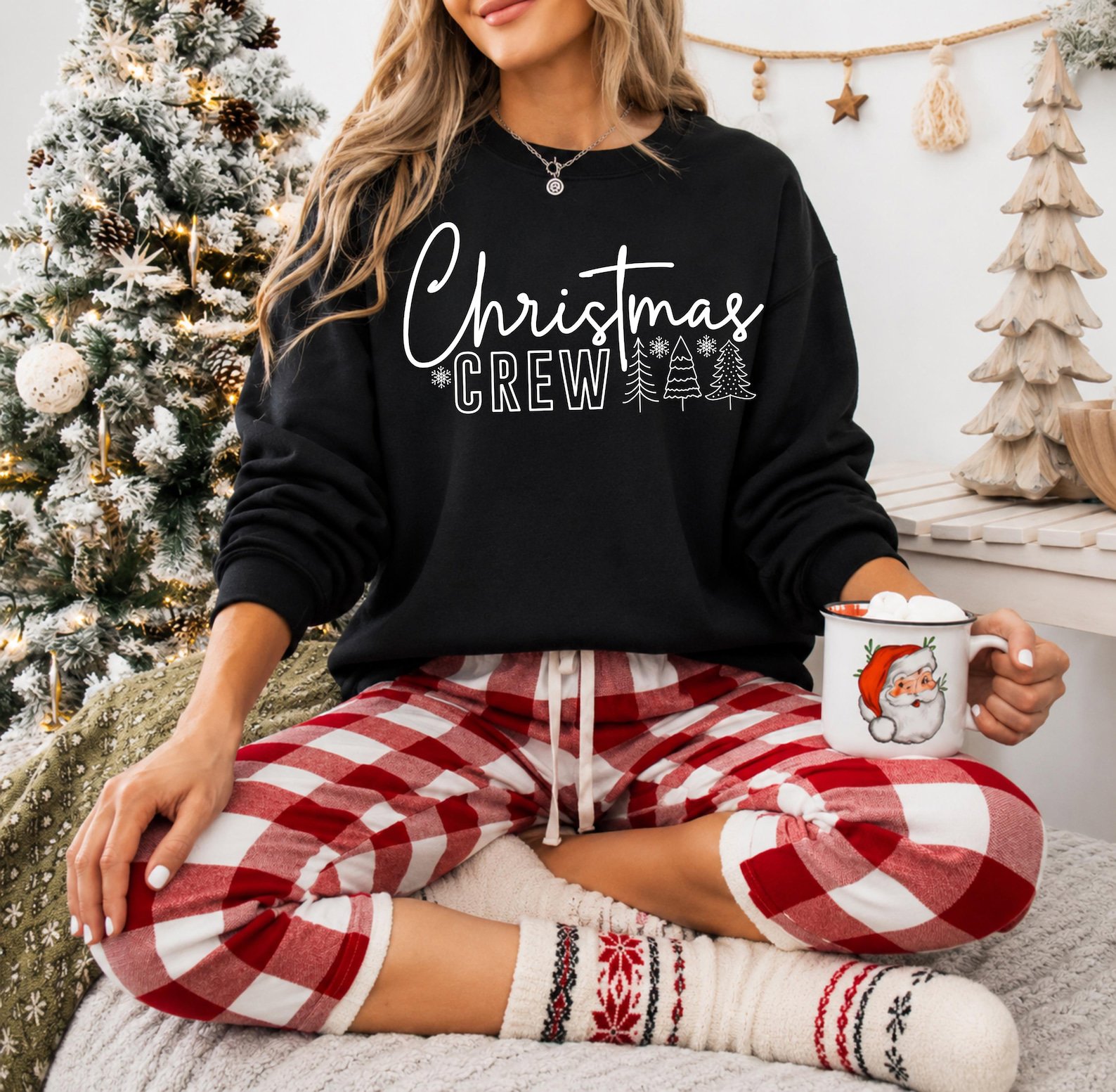 Minimalist Christmas Crew SweatShirt, Matching Family Xmas Holiday Vacation Outfit 3