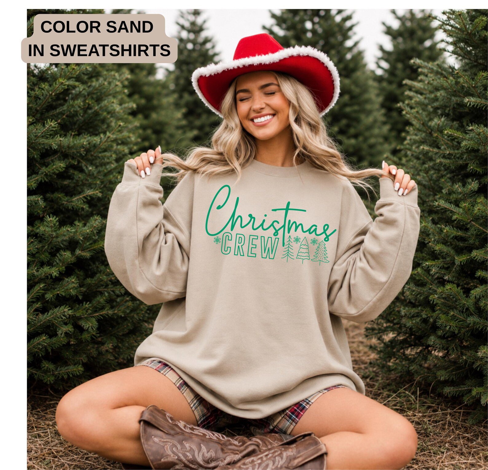 Minimalist Christmas Crew SweatShirt, Matching Family Xmas Holiday Vacation Outfit 7