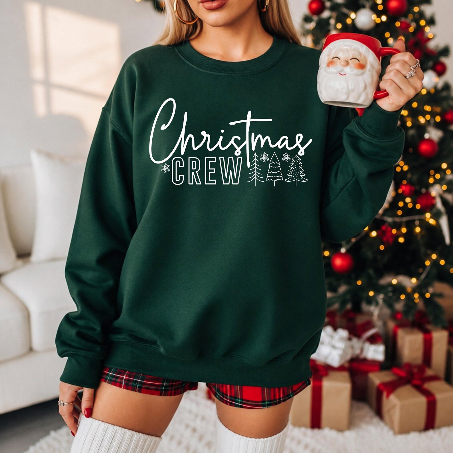 Blue Minimalist Christmas Crew SweatShirt, Matching Family Xmas Holiday Vacation Outfit 6