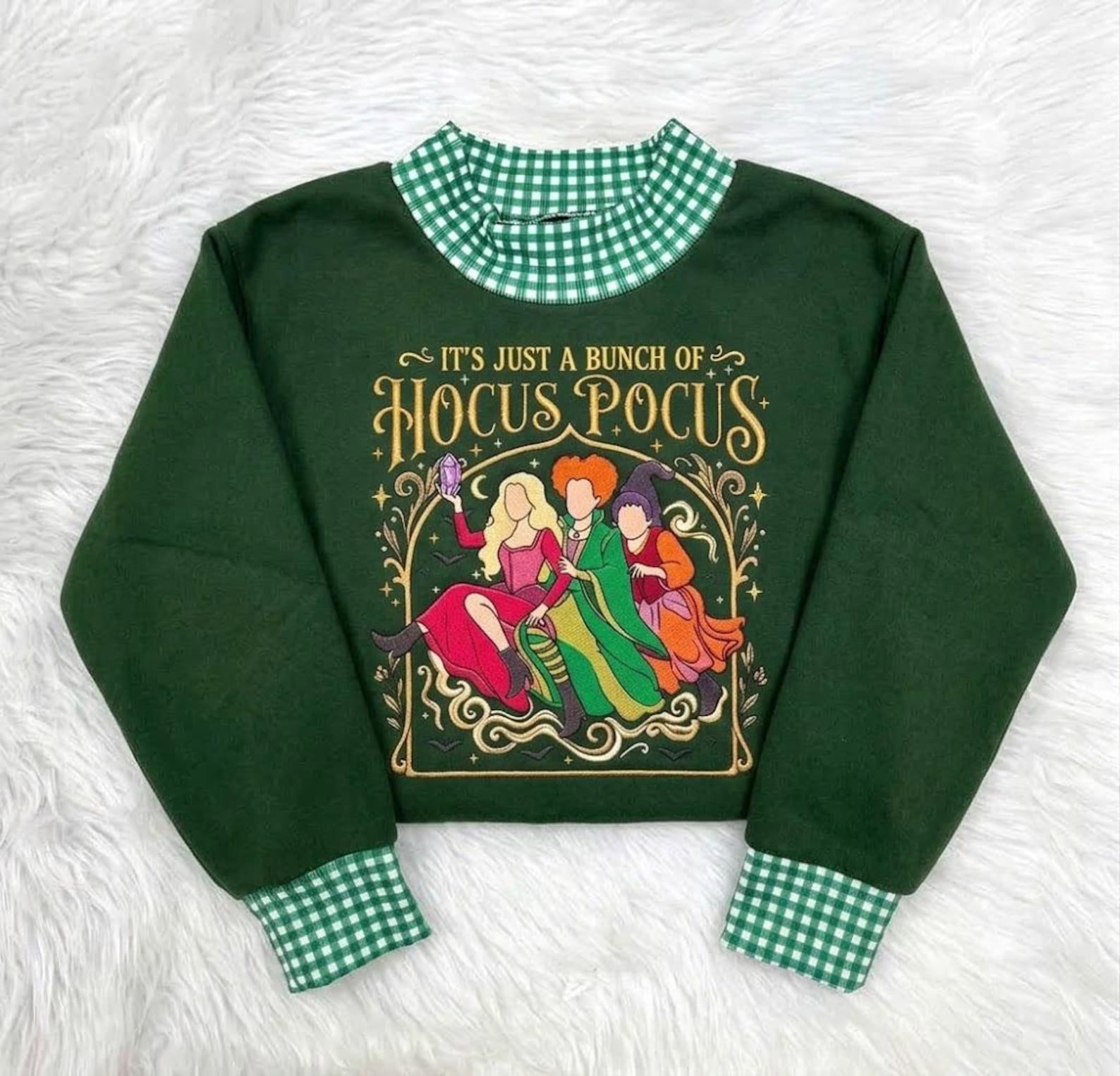 Hocus Pocus Gingham Mock Neck Sweatshirt 1