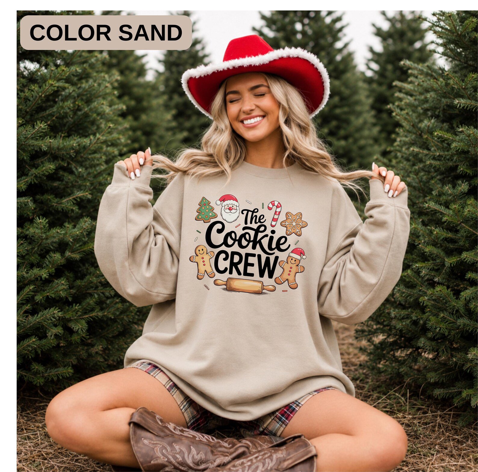 The Cookie Crew Christmas Shirt, Gingerbread Santa Baking Holiday Sweatshirt, Matching Christmas Outfit 5