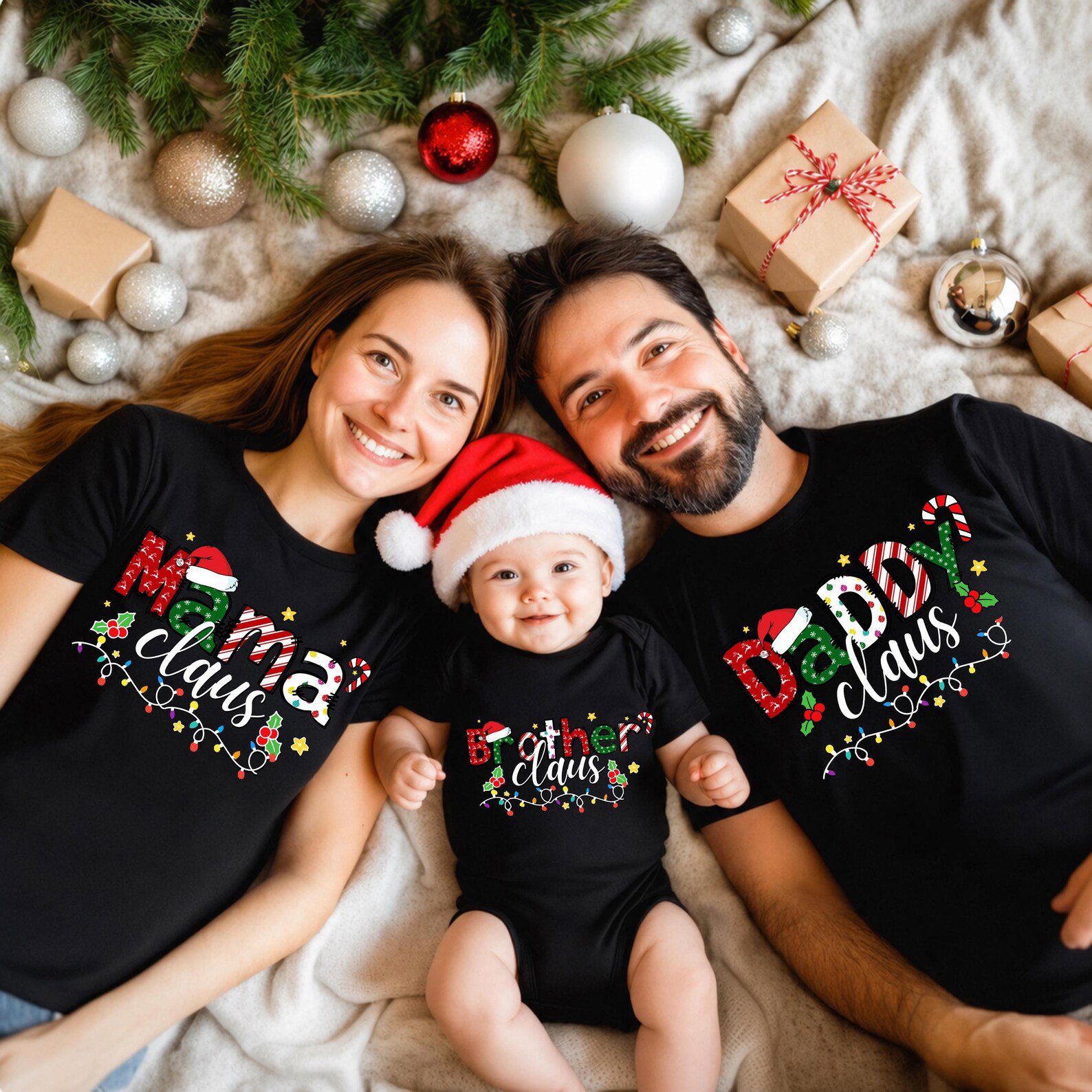 Custom Name Claus Shirt, Personalized Christmas Family Tee, Preppy Mama Mini Gigi Xmas Sweatshirt 6