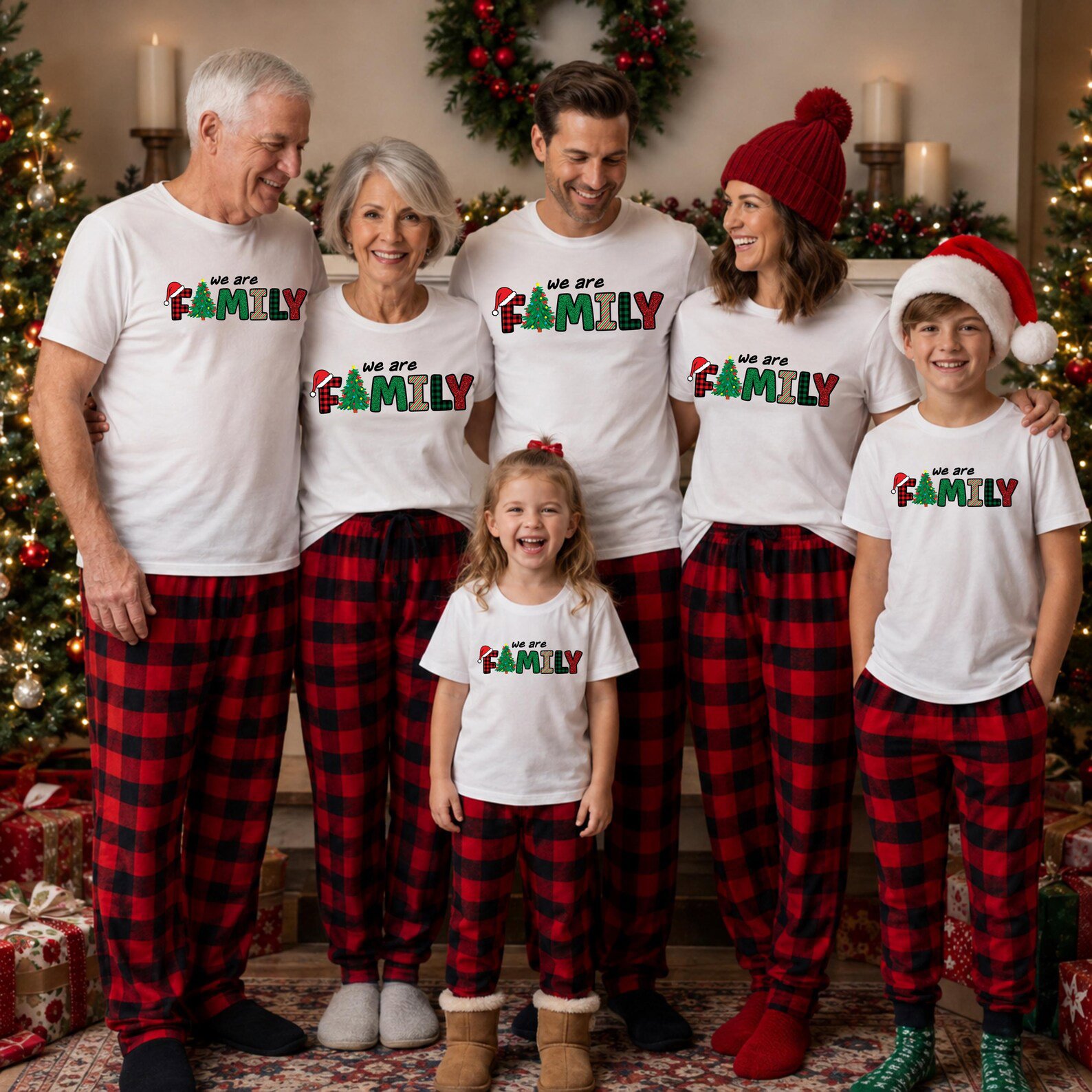 We Are Family Matching Christmas Sweatshirts, Festive Holiday Crew Shirt , Pajama Party Vacation Apparel 2