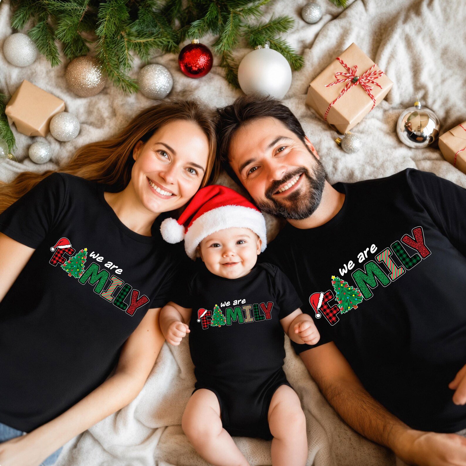 We Are Family Matching Christmas Sweatshirts, Festive Holiday Crew Shirt , Pajama Party Vacation Apparel 5