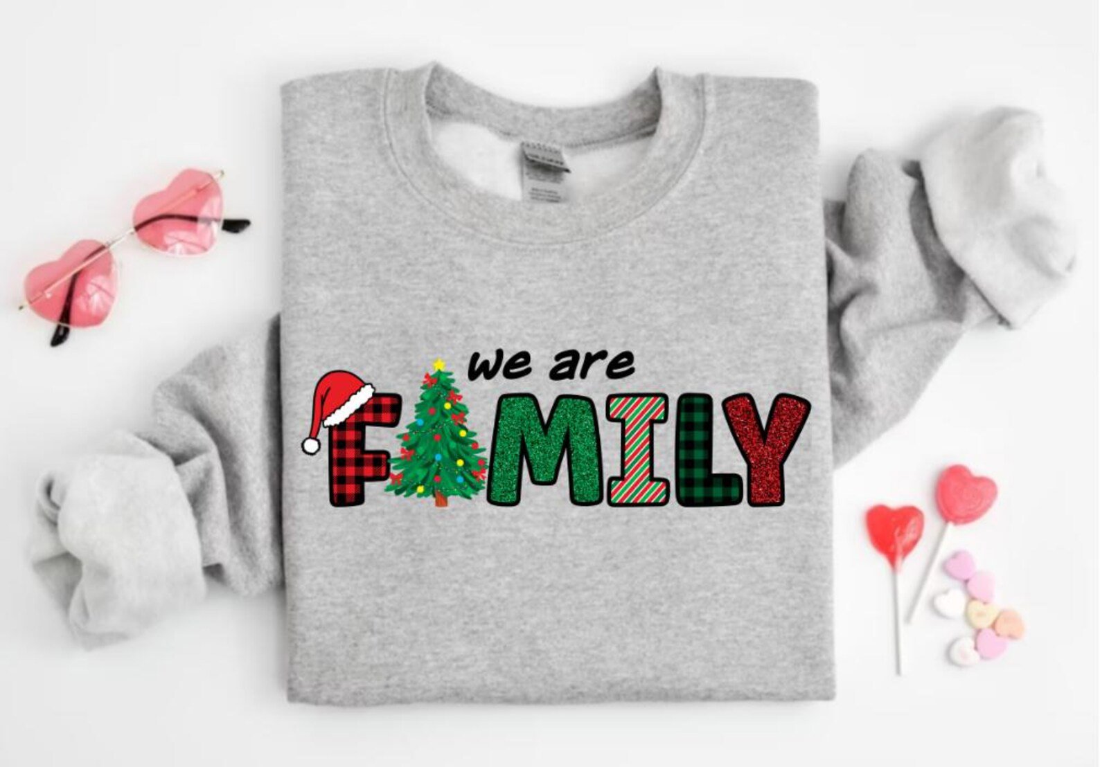 We Are Family Matching Christmas Sweatshirts, Festive Holiday Crew Shirt , Pajama Party Vacation Apparel 7