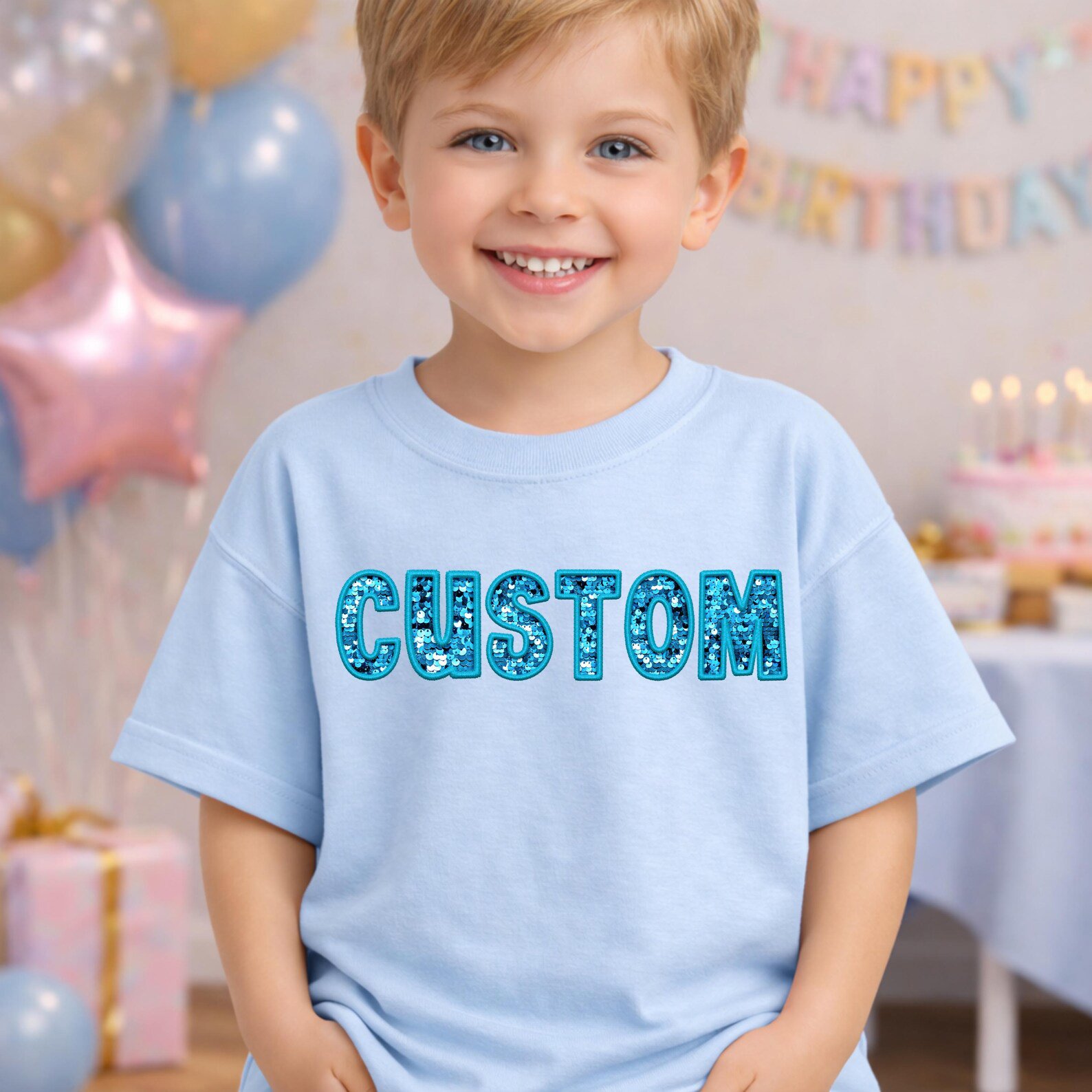 Personalized Faux Sequin Name Shirt, Custom Kids Name Tee, Mommy and Me Matching Shirts, Glitter Look Birthday Shirt, Custom Toddler Tee 4