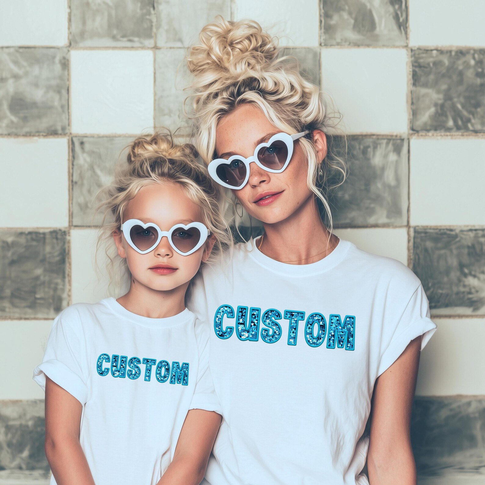 Personalized Faux Sequin Name Shirt, Custom Kids Name Tee, Mommy and Me Matching Shirts, Glitter Look Birthday Shirt, Custom Toddler Tee 6