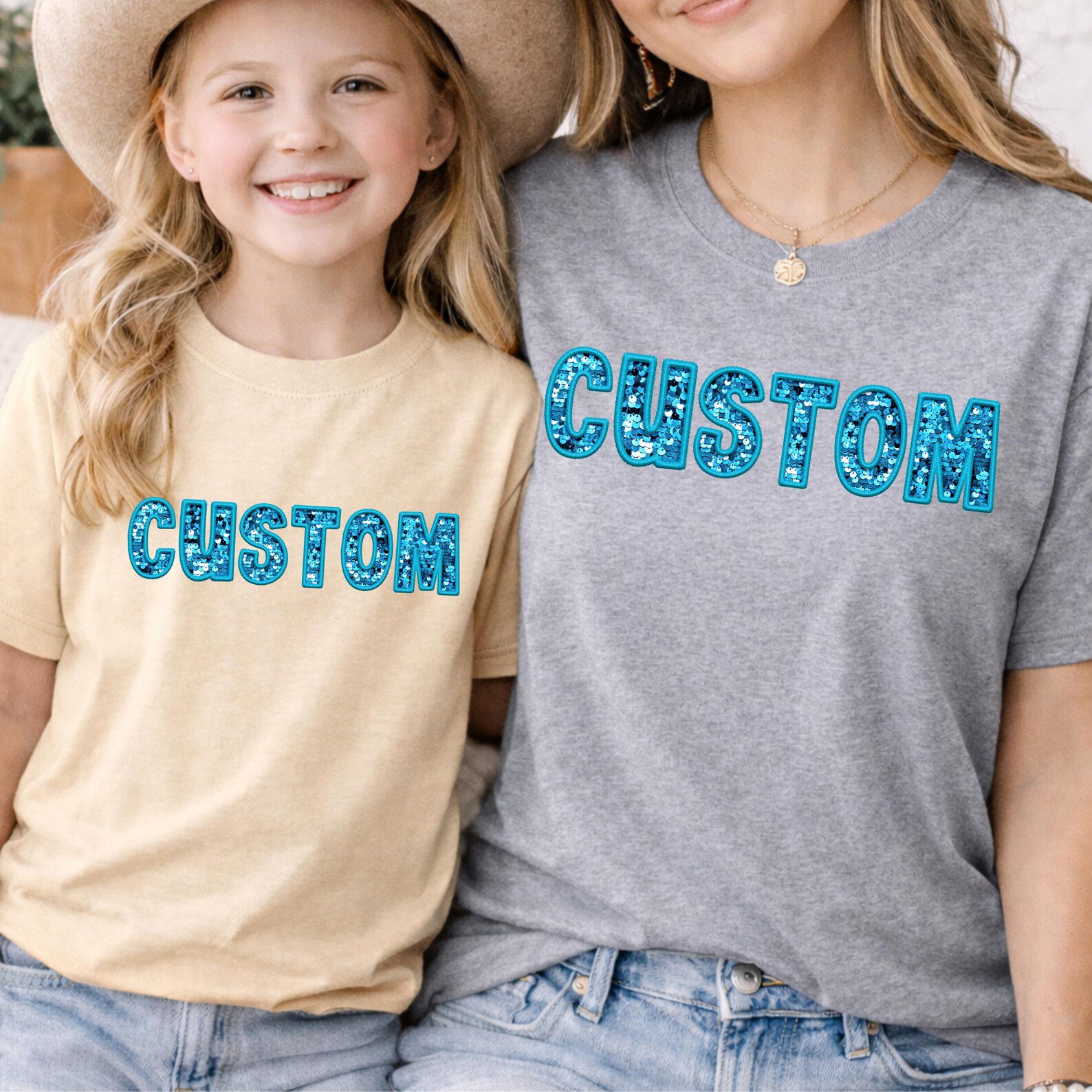Personalized Faux Sequin Name Shirt, Custom Kids Name Tee, Mommy and Me Matching Shirts, Glitter Look Birthday Shirt, Custom Toddler Tee 7