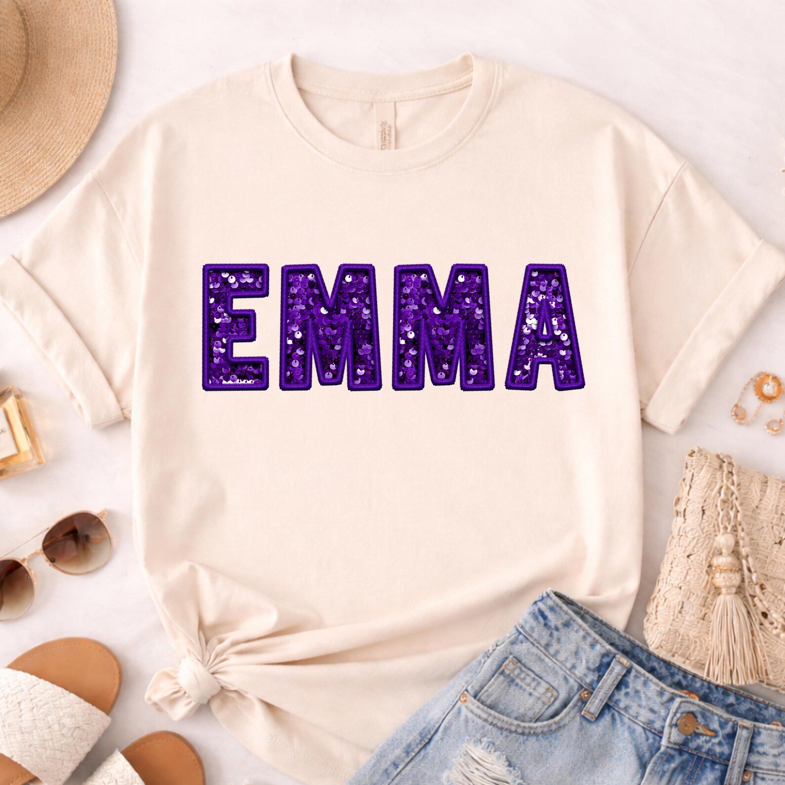 Personalized Faux Sequin Name Shirt, Custom Kids Name Tee, Mommy and Me Matching Shirts, Glitter Look Birthday Shirt, Custom Toddler Tee 9