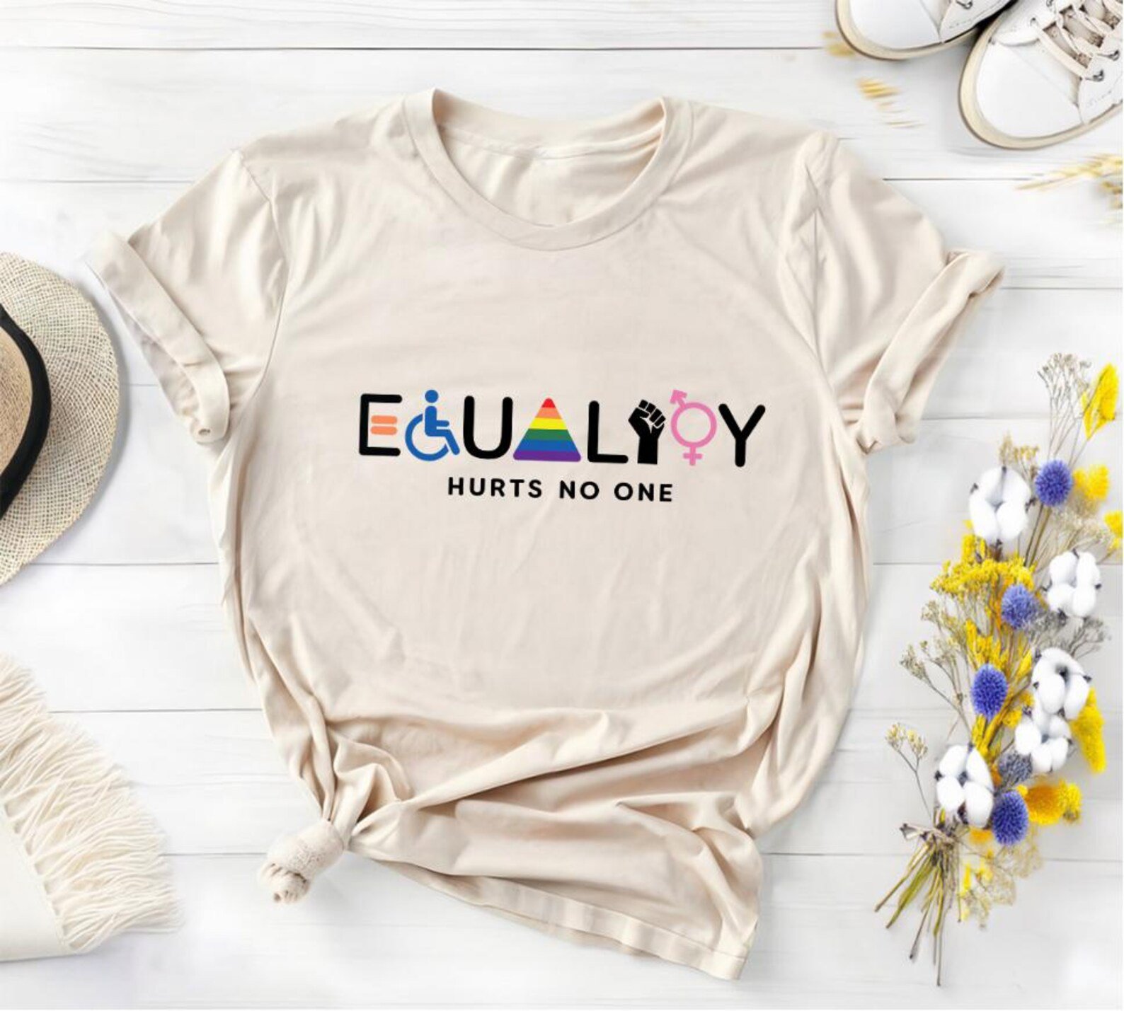 Inclusive Equality Shirt, Pride Rainbow T-Shirt, Disability Awareness Tee, Gender Equality Graphic Tee, Unisex Ally Support Top, Diversity 1