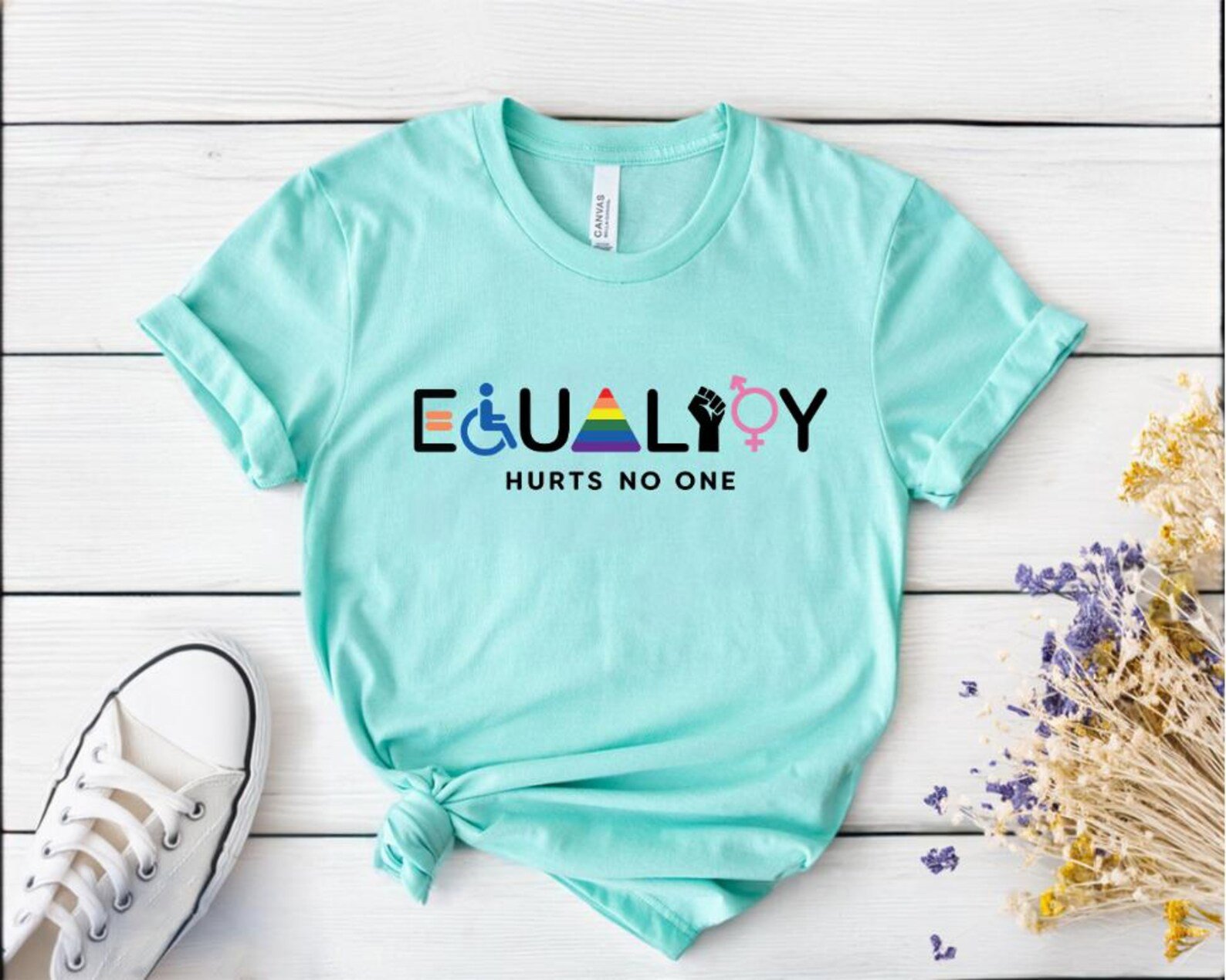Inclusive Equality Shirt, Pride Rainbow T-Shirt, Disability Awareness Tee, Gender Equality Graphic Tee, Unisex Ally Support Top, Diversity 2