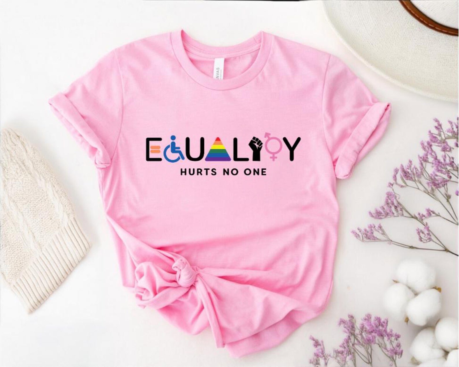 Inclusive Equality Shirt, Pride Rainbow T-Shirt, Disability Awareness Tee, Gender Equality Graphic Tee, Unisex Ally Support Top, Diversity 4
