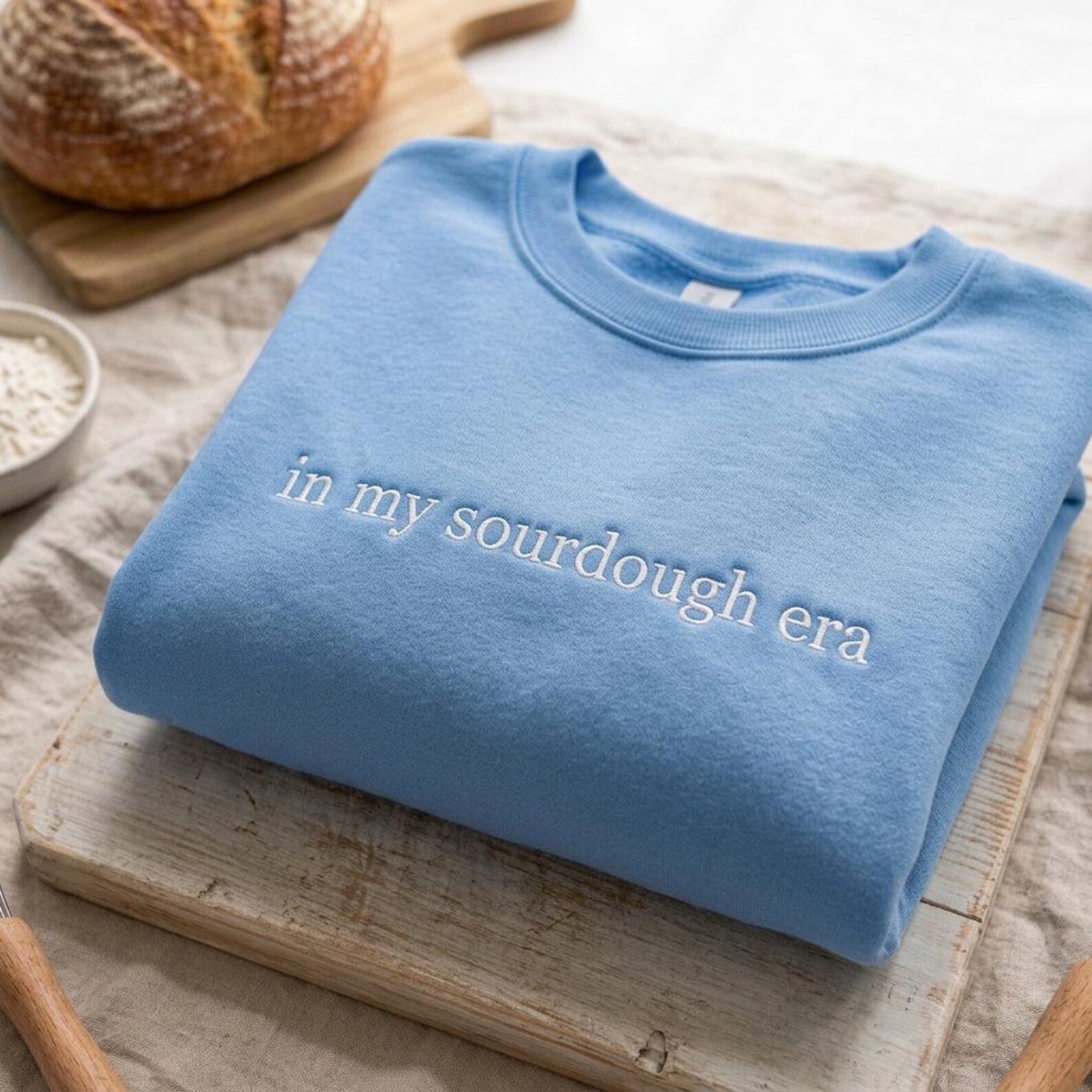 In My Sourdough Era Embroidered Sweatshirt, Cozy Bread Baking Crewneck, Sourdough Baker Shirt, Home Baker Kitchen Gift 2