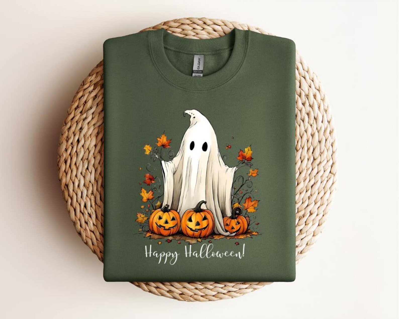 Ghost Pumpkin Halloween Sweatshirt, Watercolor Boo Squad Tee 3