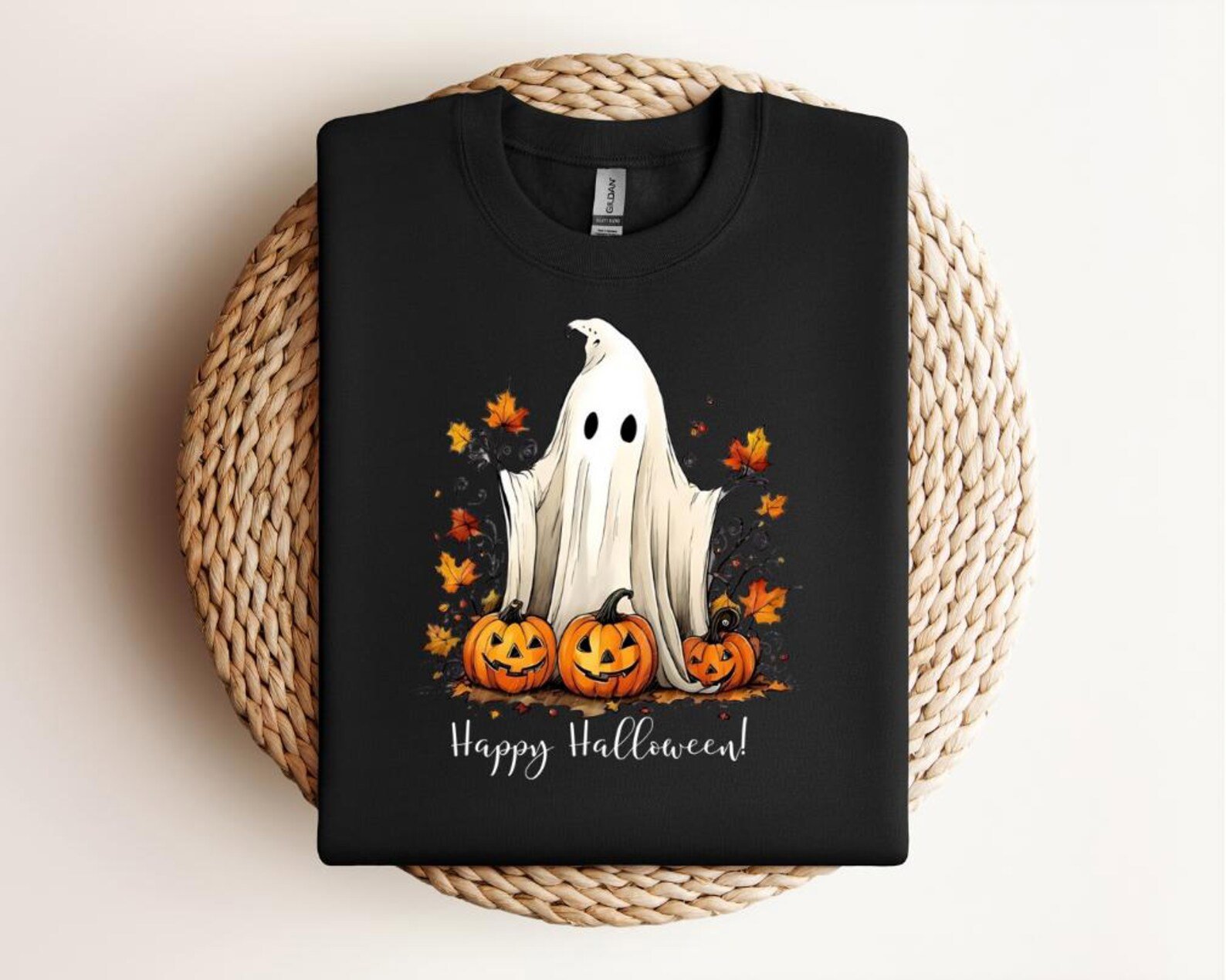 Ghost Pumpkin Halloween Sweatshirt, Watercolor Boo Squad Tee 1