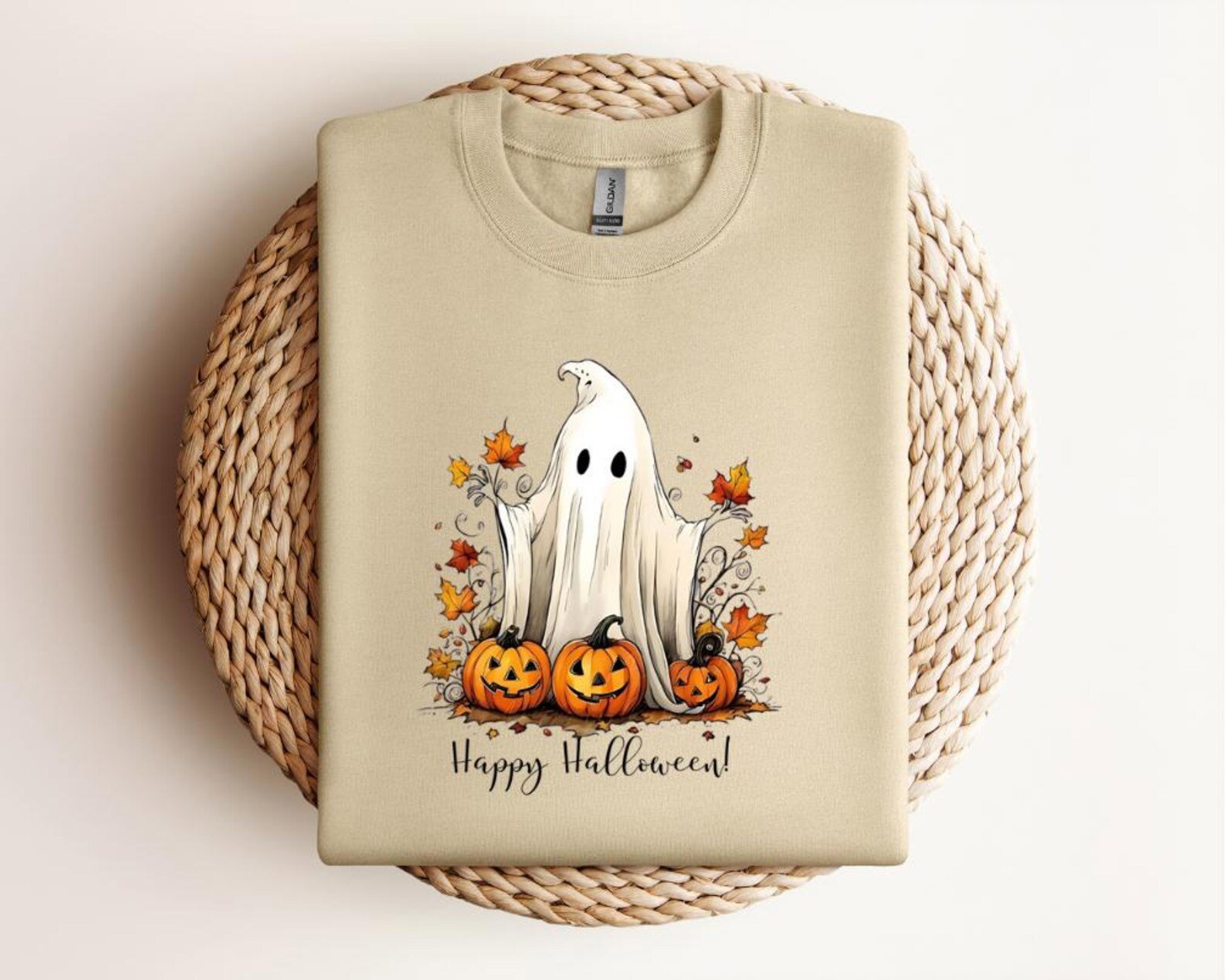 Ghost Pumpkin Halloween Sweatshirt, Watercolor Boo Squad Tee 2