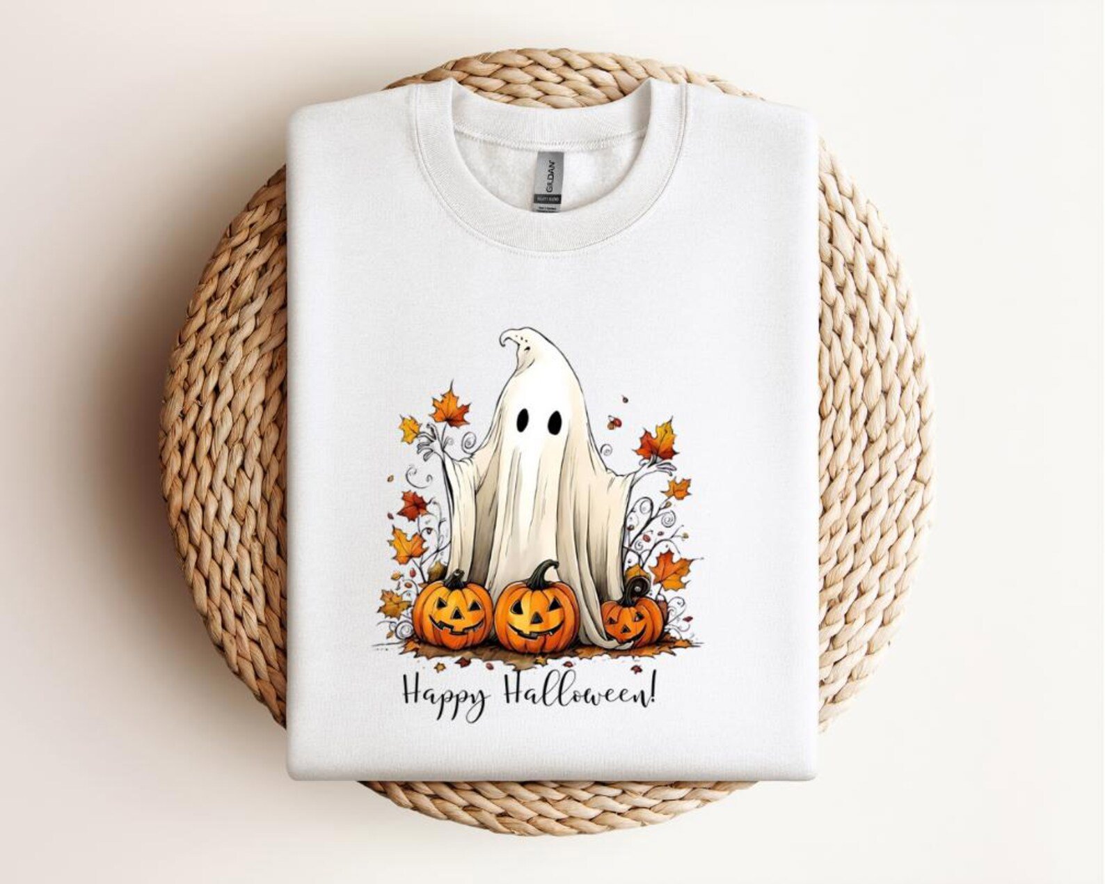 Ghost Pumpkin Halloween Sweatshirt, Watercolor Boo Squad Tee 5