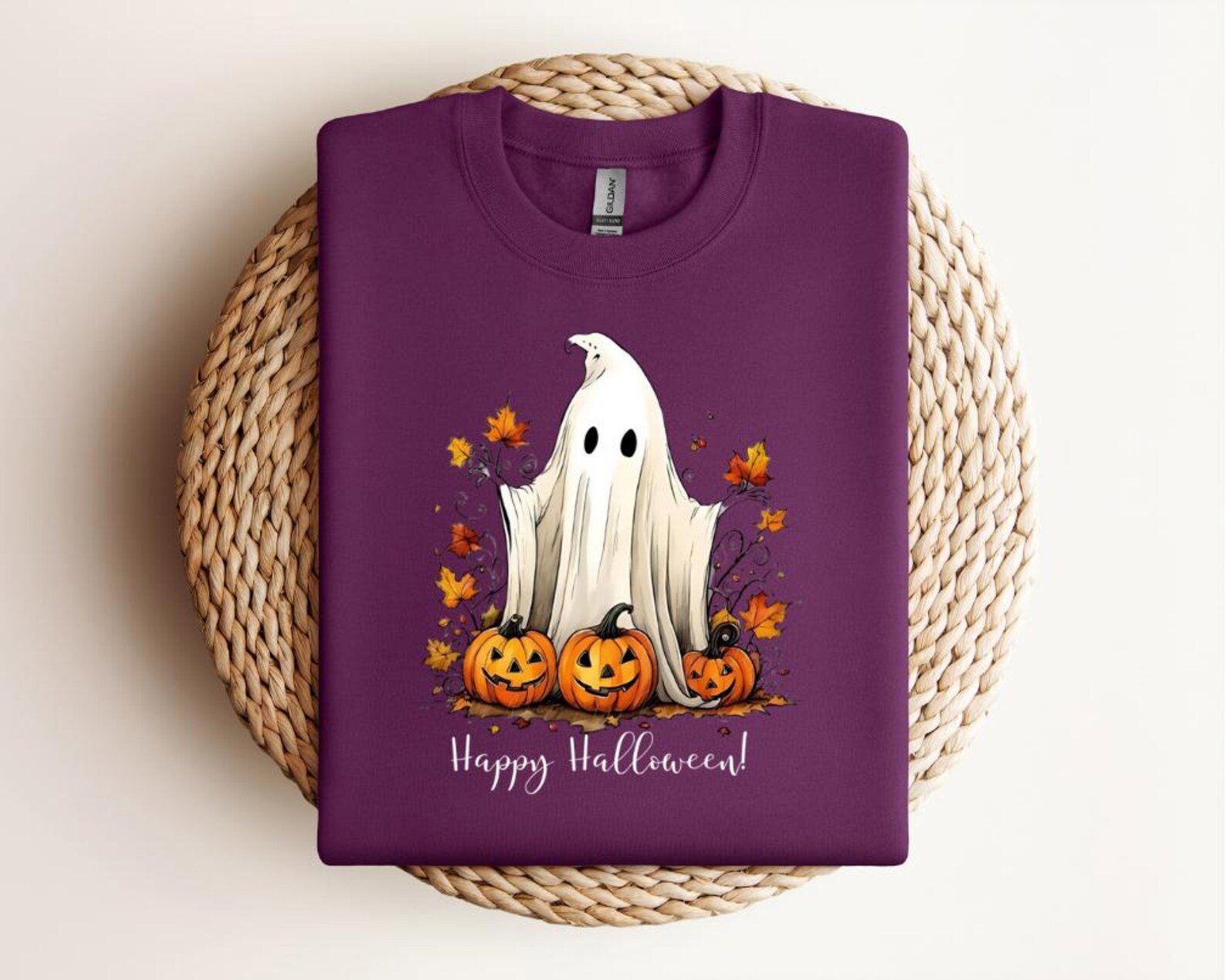 Ghost Pumpkin Halloween Sweatshirt, Watercolor Boo Squad Tee 4