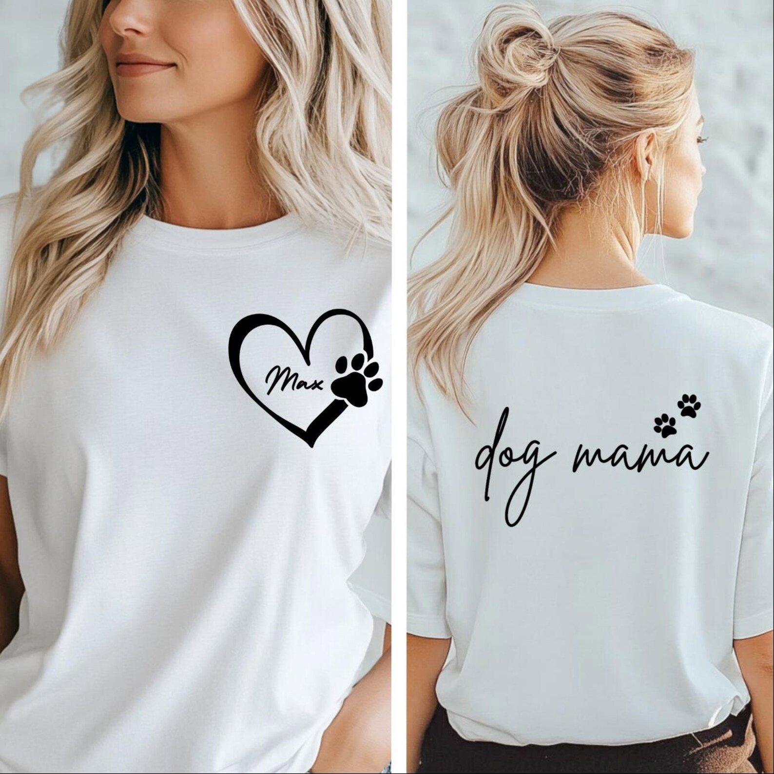 Dog Mama Sweatshirt with Paw Print, Custom Name Dog Mom Shirt, Pet Lover Gift for Women, Personalized Dog Mama Crewneck 9