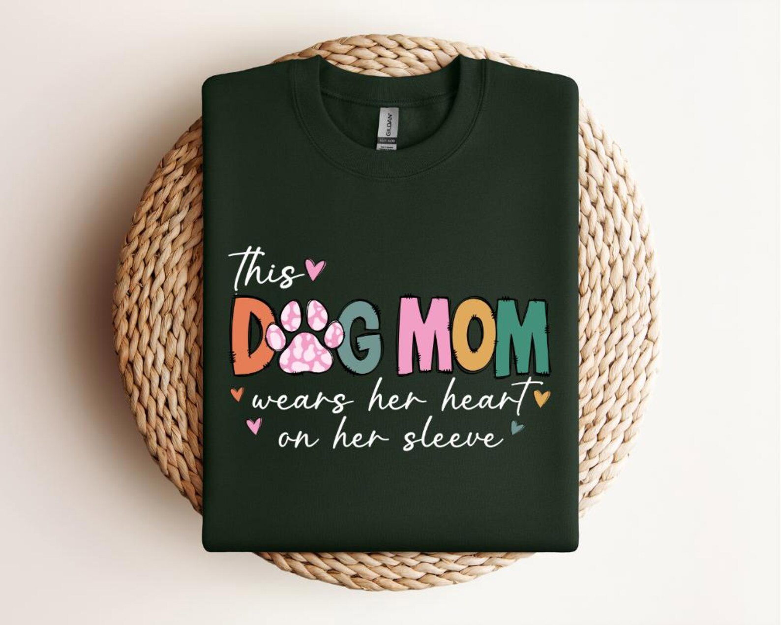 This Dog Mom Wears Her Heart on Her Sleeve Sweatshirt, Custom Dog Name Paw Sleeve Hoodie, Gift for Dog Mom, Personalized Dog Mom Top 7