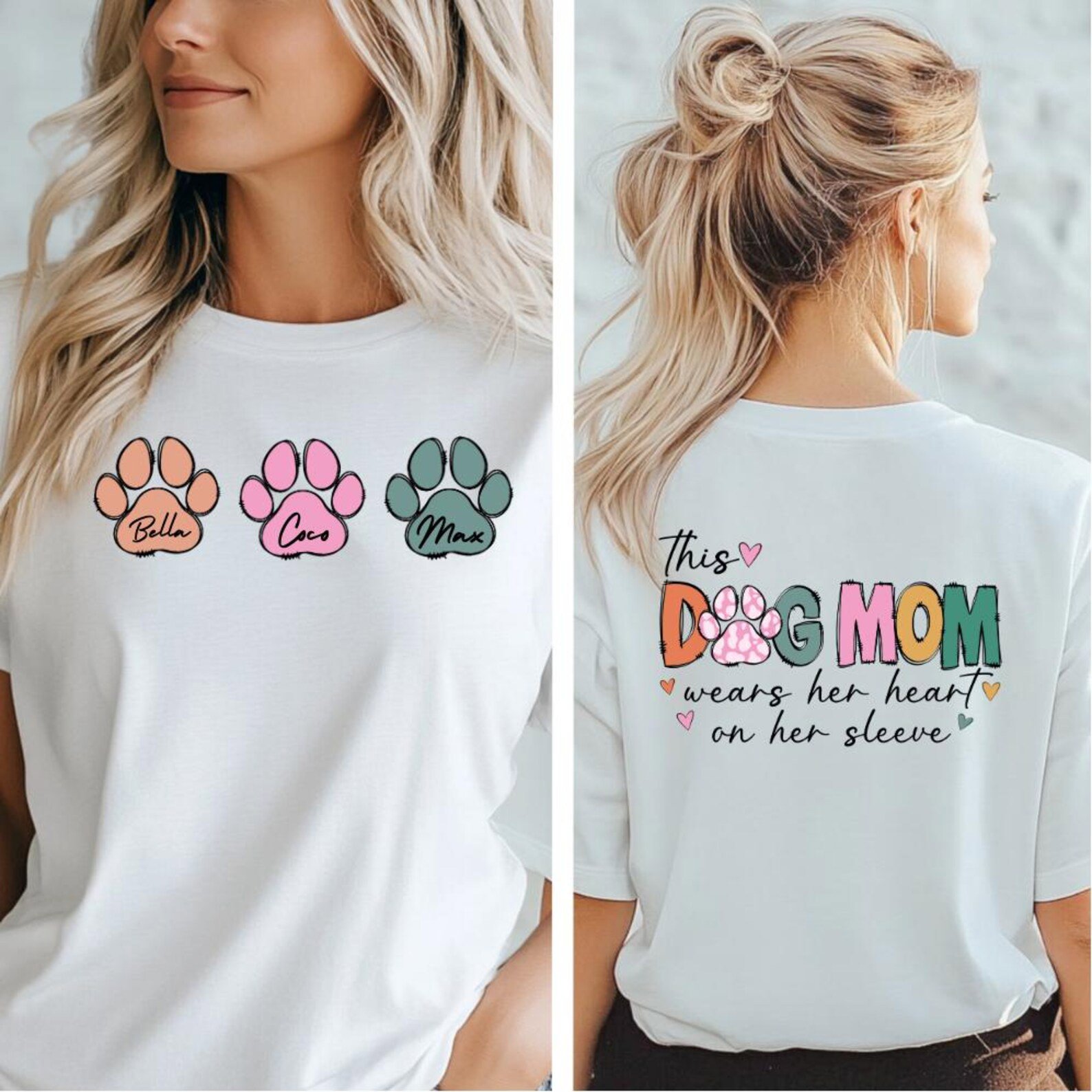 This Dog Mom Wears Her Heart on Her Sleeve Sweatshirt, Custom Dog Name Paw Sleeve Hoodie, Gift for Dog Mom, Personalized Dog Mom Top 9