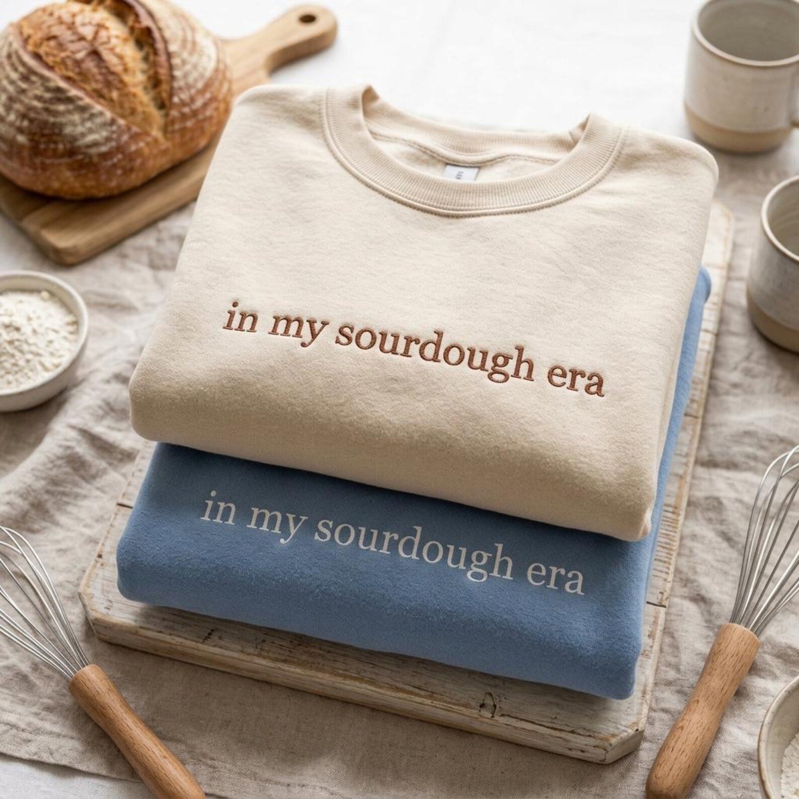In My Sourdough Era Embroidered Sweatshirt, Sourdough Baker Crewneck, Bread Baking Shirt, Cozy Kitchen Gift for Home Baker 2
