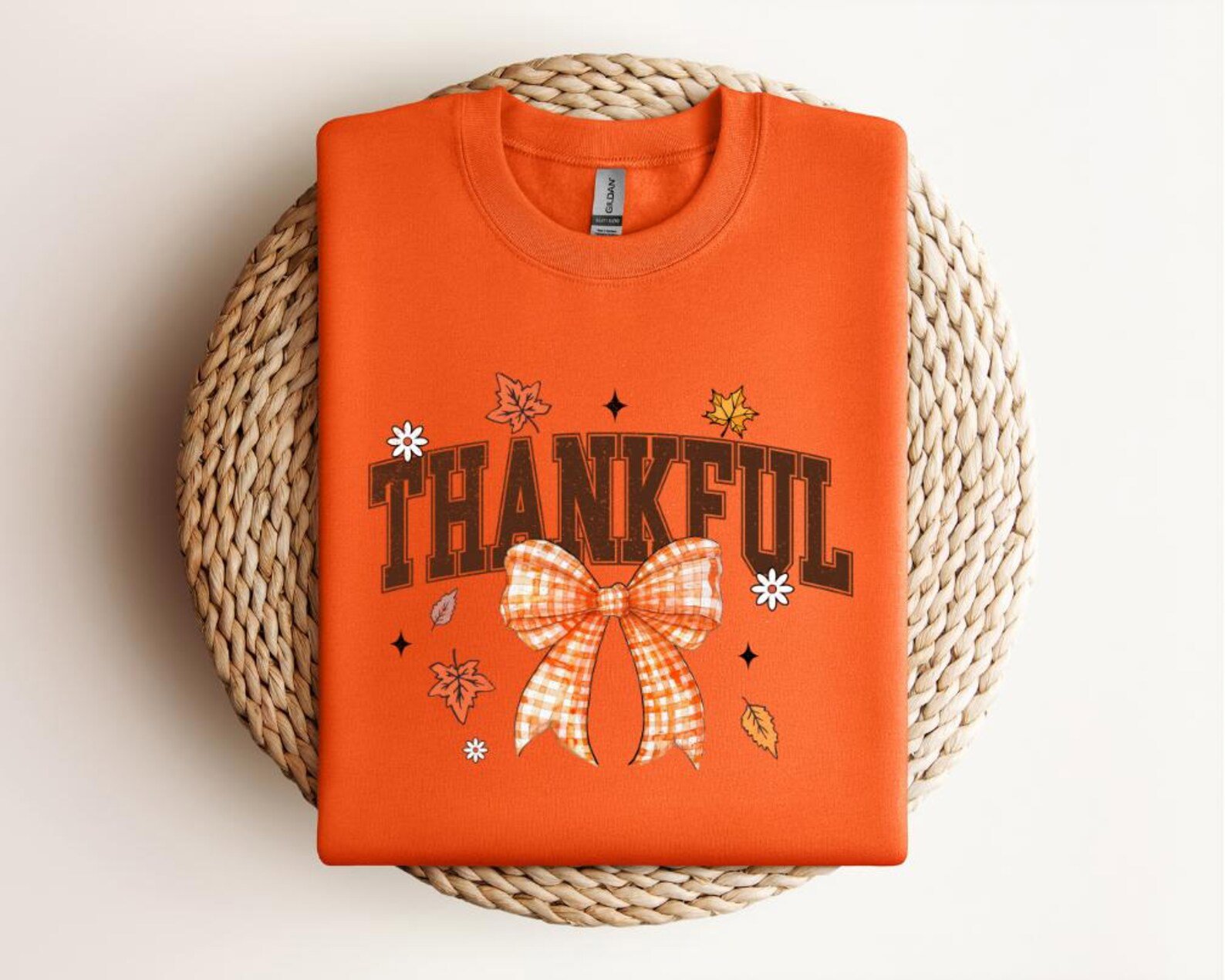 Thankful Gingham Bow Shirt, Cozy Fall Autumn Sweatshirt, Thanksgiving Outfit 3