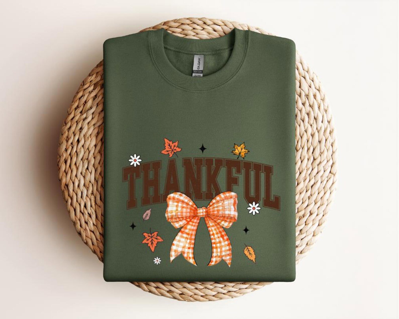Thankful Gingham Bow Shirt, Cozy Fall Autumn Sweatshirt, Thanksgiving Outfit 4