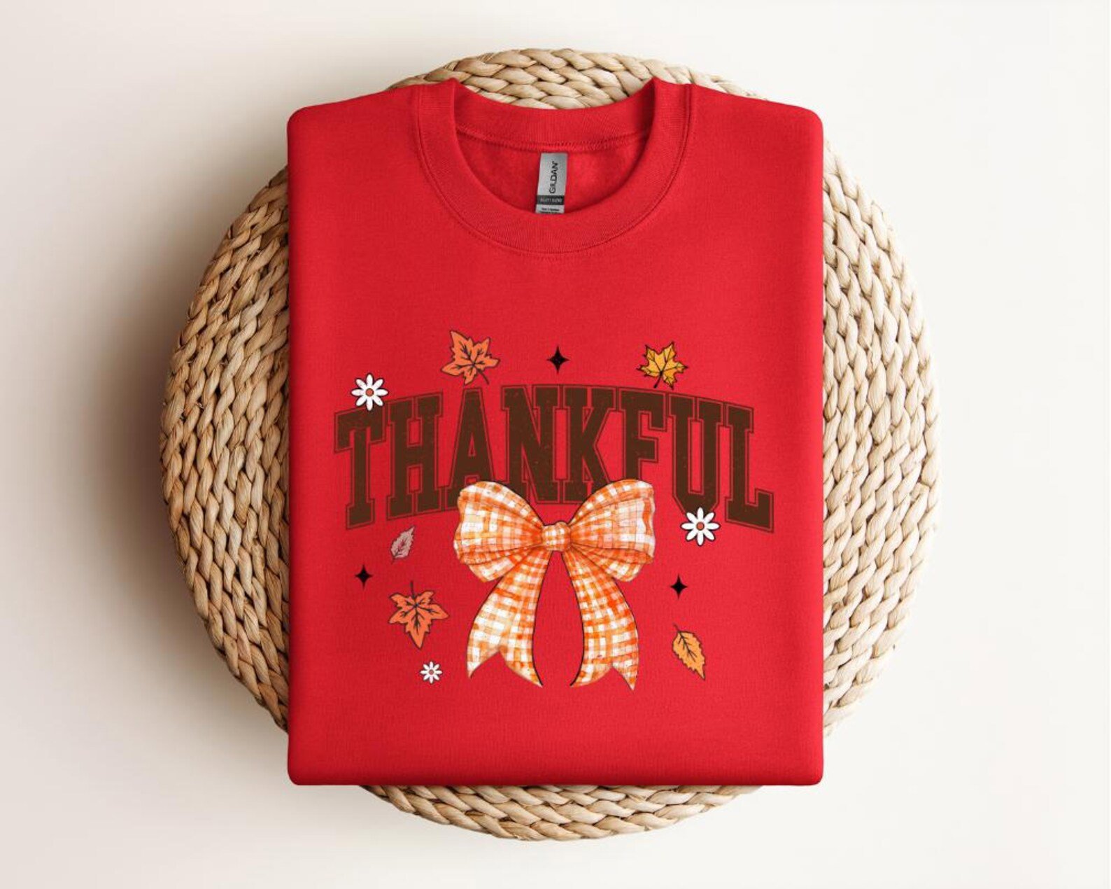 Thankful Gingham Bow Shirt, Cozy Fall Autumn Sweatshirt, Thanksgiving Outfit 5