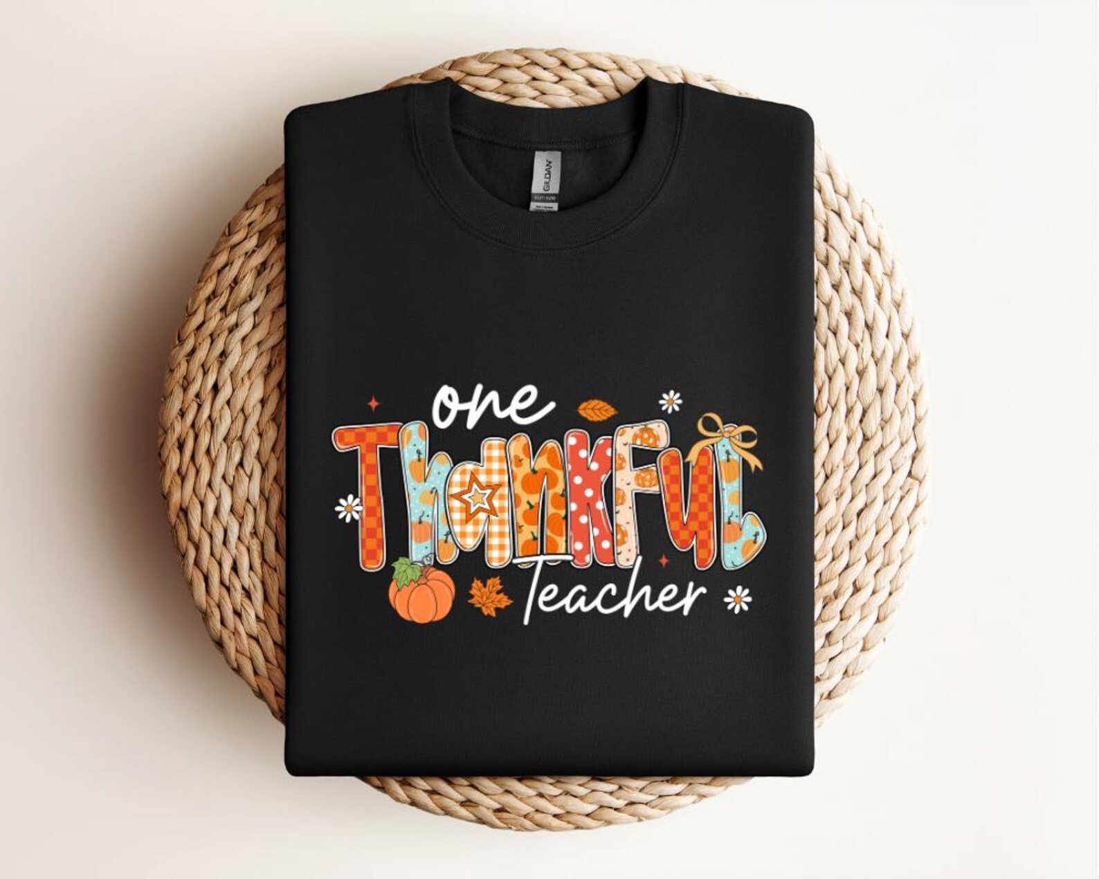 One Thankful Teacher sweatShirt, Fall Pumpkin Teacher Tee 3