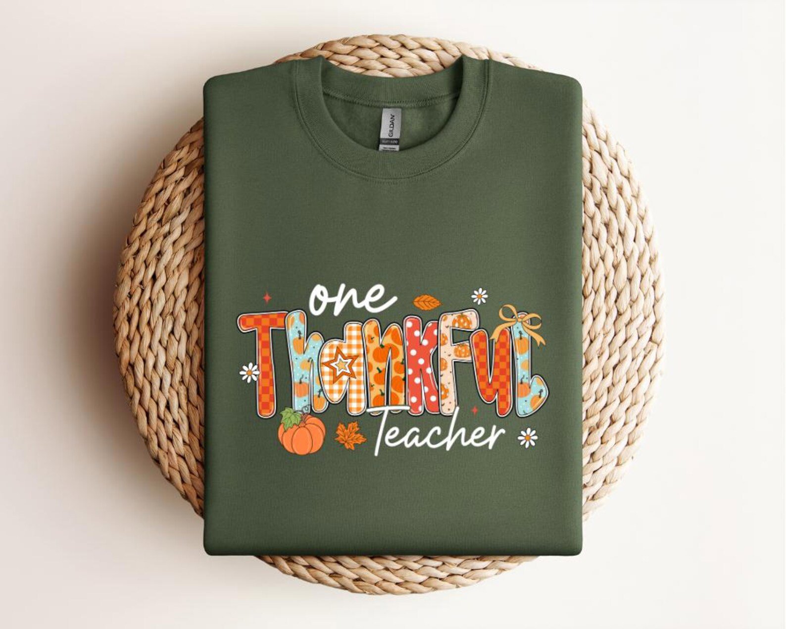 One Thankful Teacher sweatShirt, Fall Pumpkin Teacher Tee 4