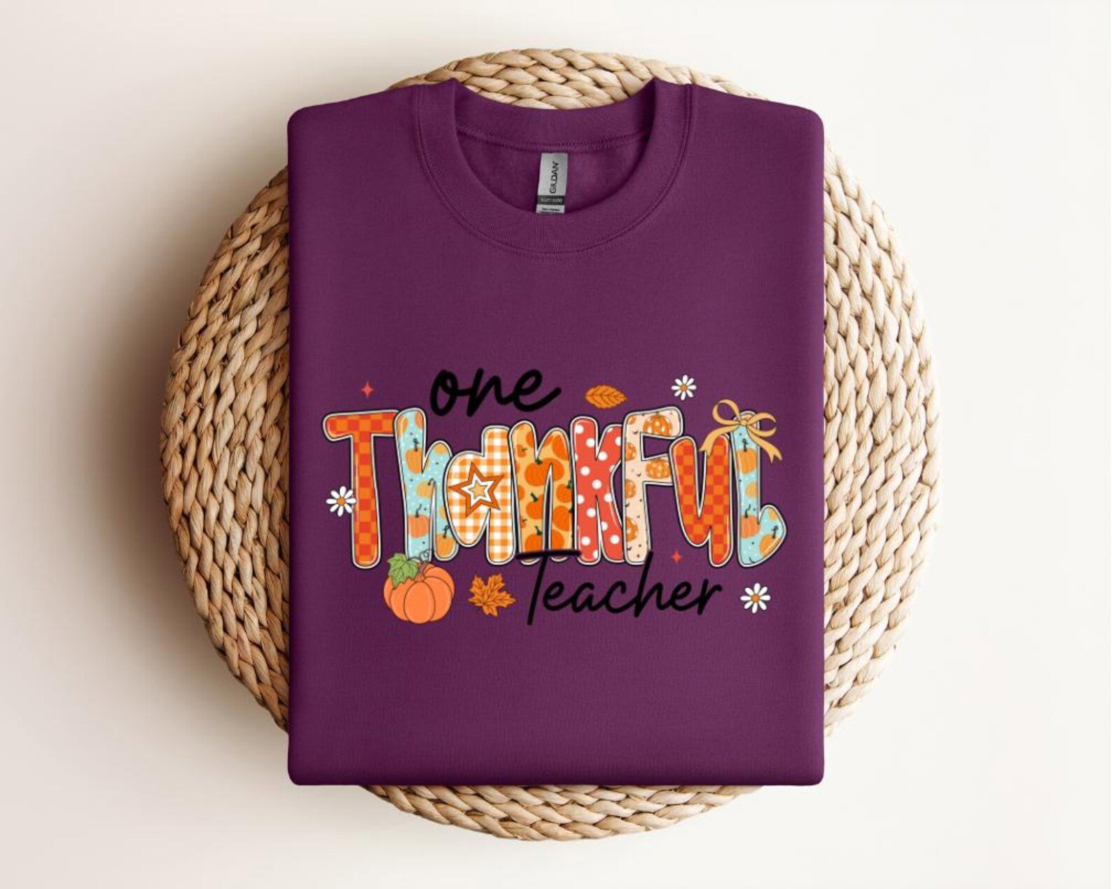 One Thankful Teacher sweatShirt, Fall Pumpkin Teacher Tee 5