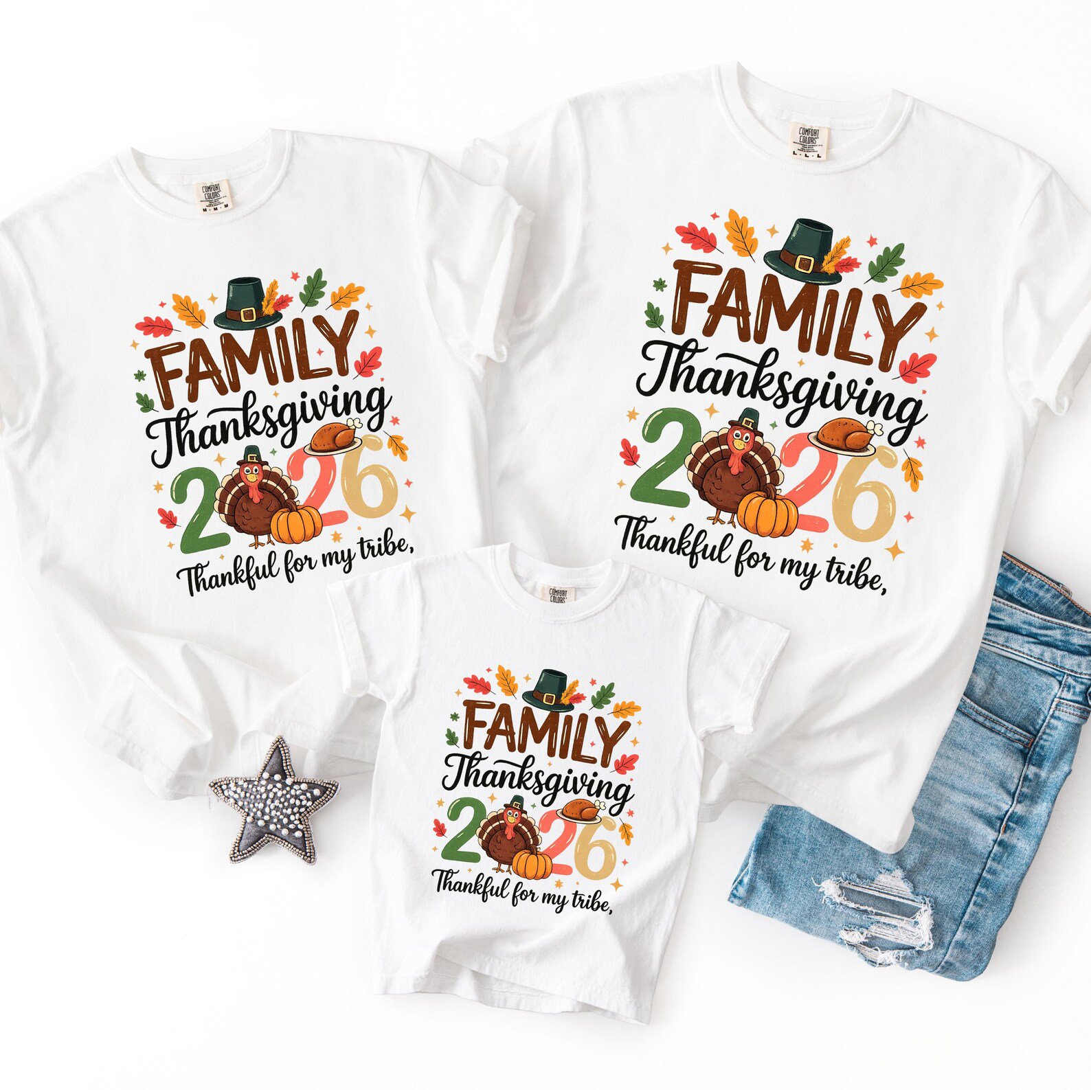 Family Thanksgiving 2026 Shirt, Thankful For My Tribe Matching Fall Sweatshirt 1