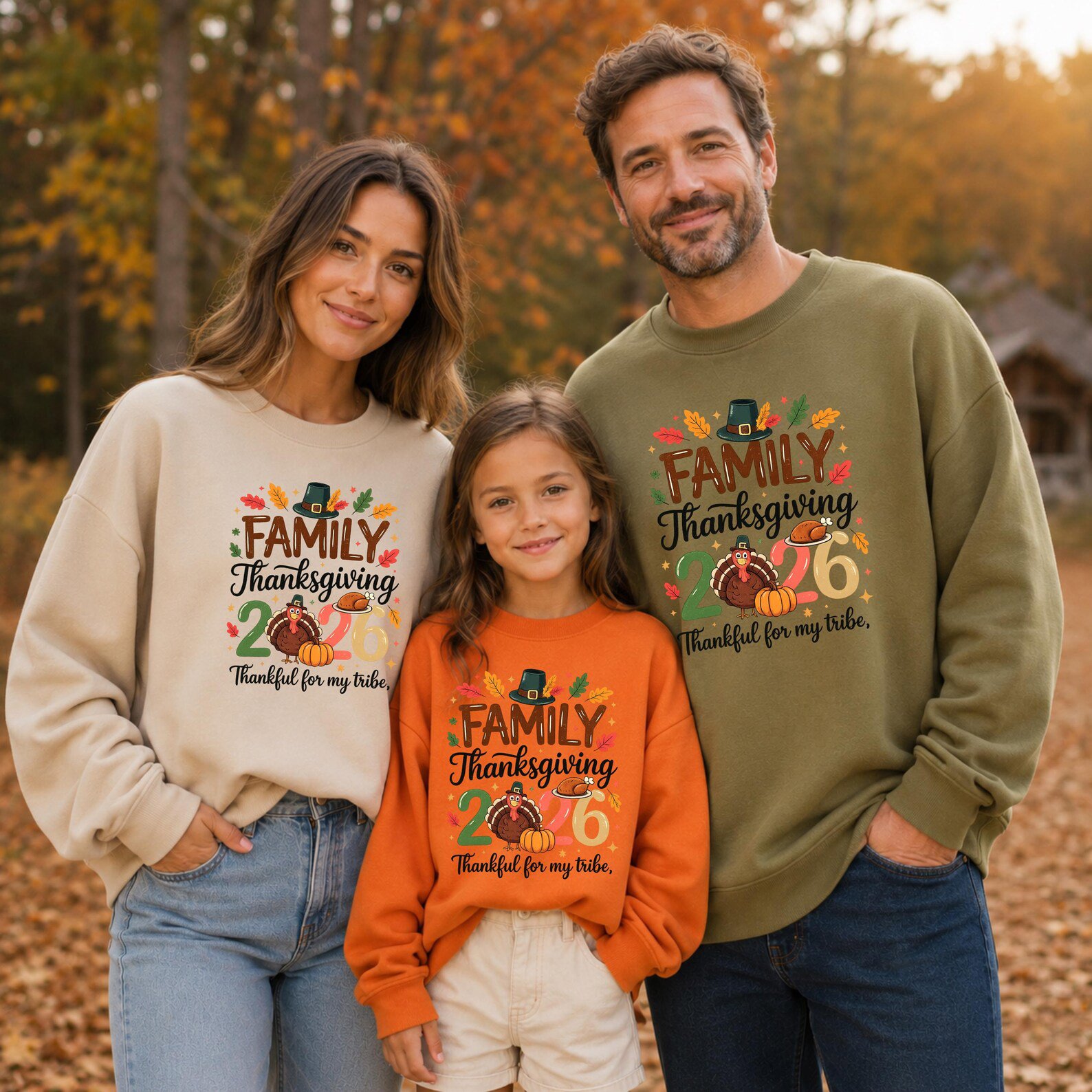 Family Thanksgiving 2026 Shirt, Thankful For My Tribe Matching Fall Sweatshirt 5