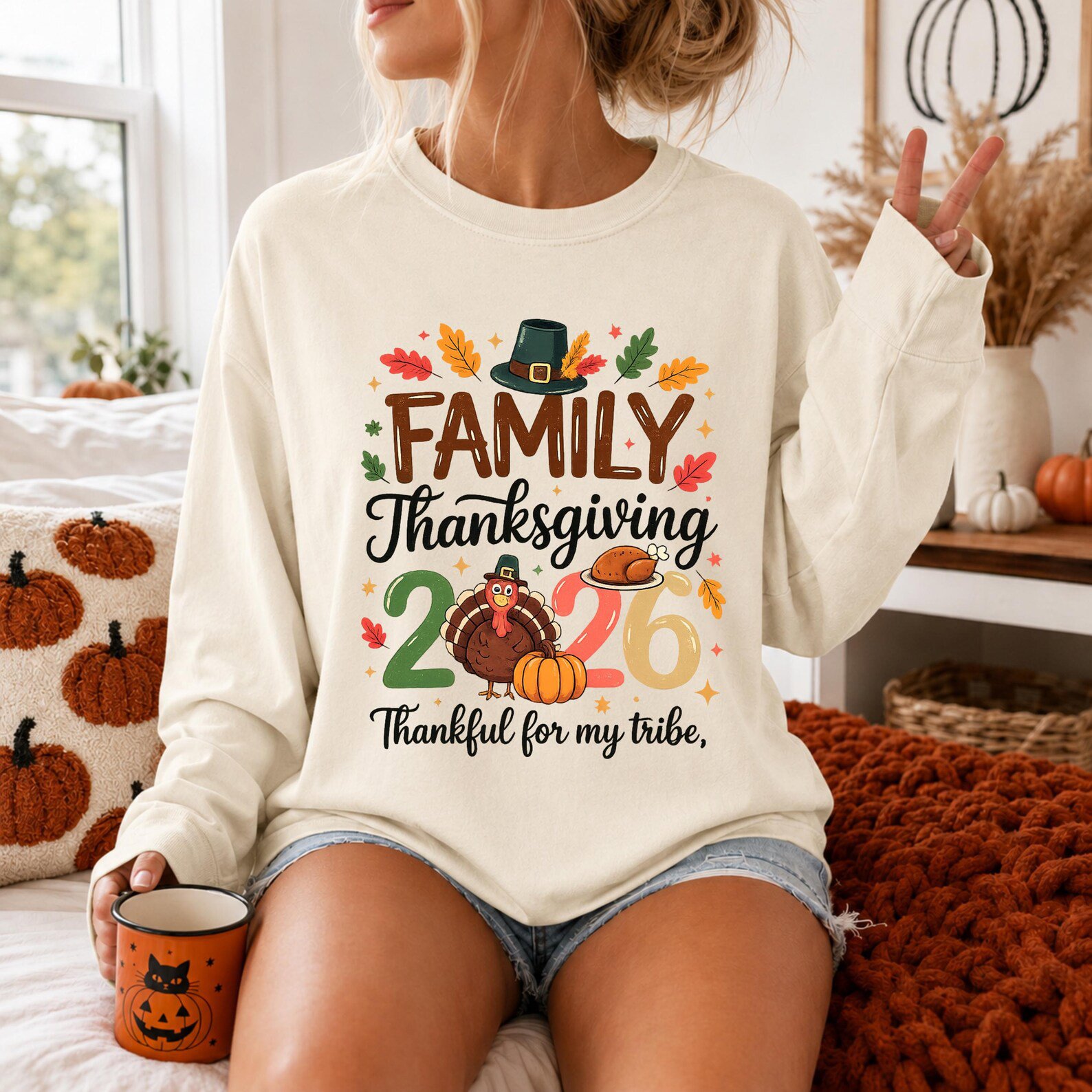 Family Thanksgiving 2026 Shirt, Thankful For My Tribe Matching Fall Sweatshirt 6