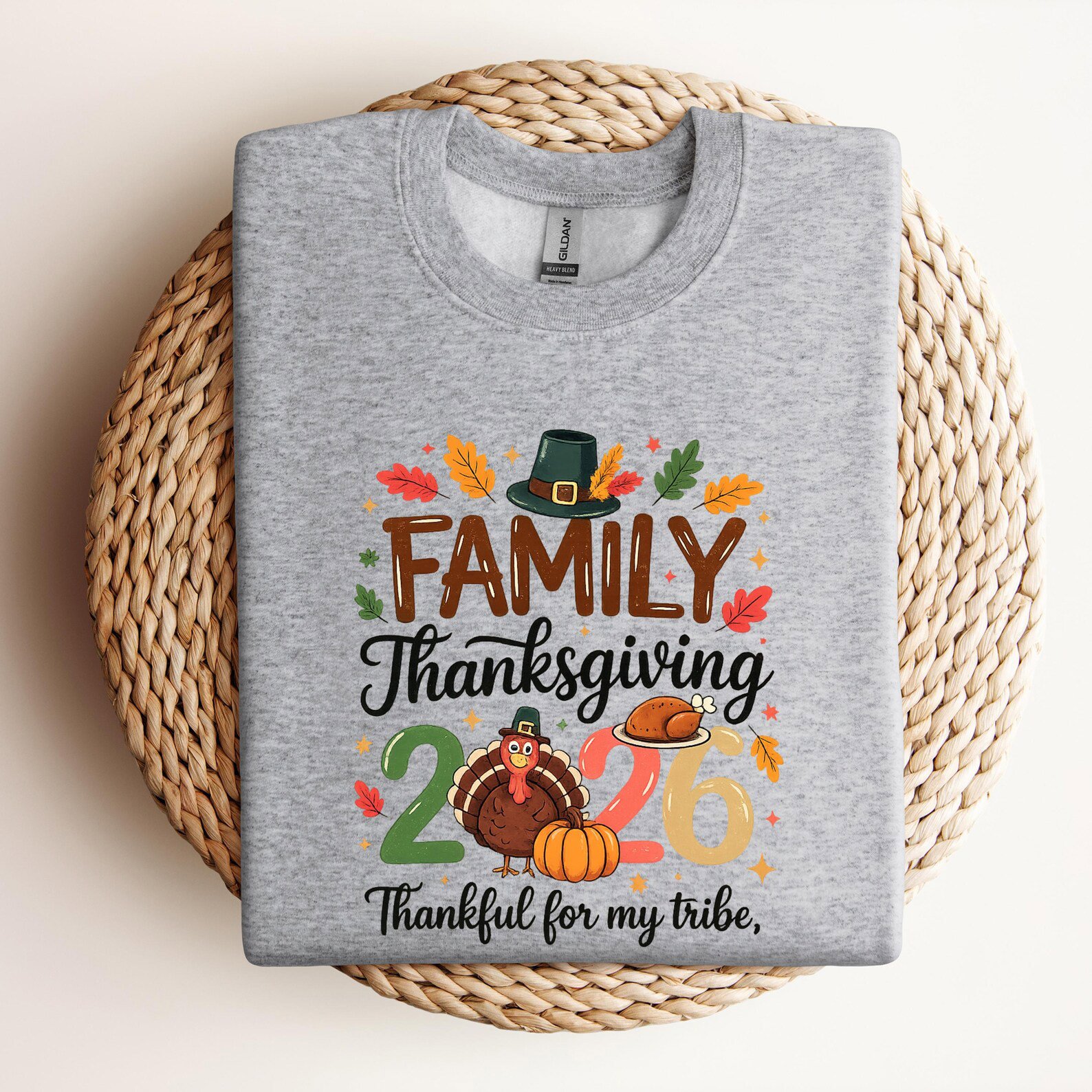 Family Thanksgiving 2026 Shirt, Thankful For My Tribe Matching Fall Sweatshirt 7