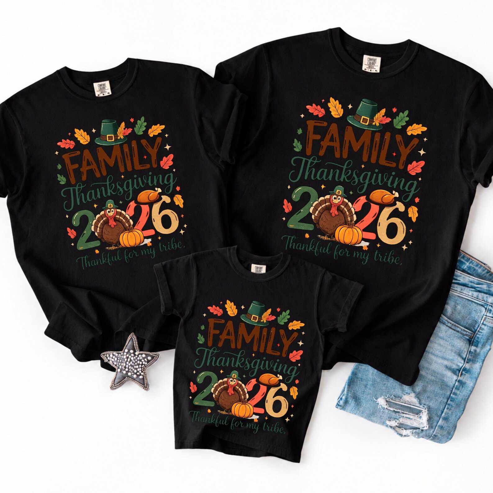 Family Thanksgiving 2026 Shirt, Thankful For My Tribe Matching Fall Sweatshirt 9