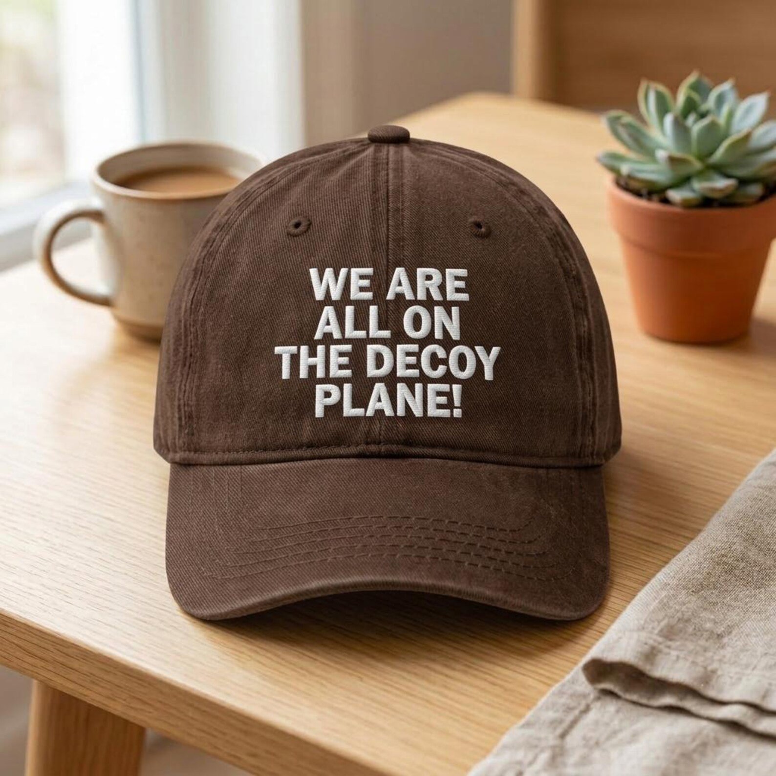 Funny Quote Embroidered Washed Hat, Decoy Planet Dad Cap, Weird Saying Baseball Hat, Sarcastic Humor Gift for Him or Her 1