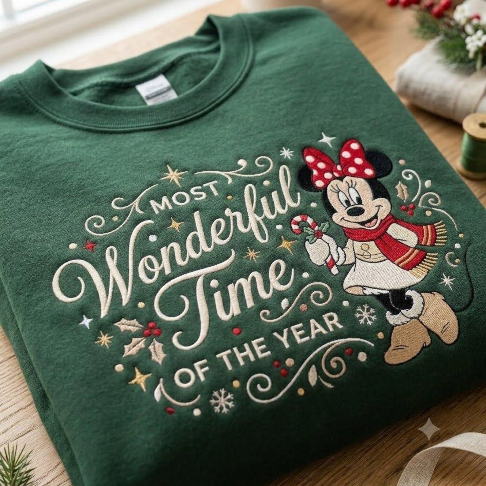 Most Wonderful Time of the Year Embroidered Sweatshirt, Christmas Mouse Holiday Crewneck, Festive Winter Christmas Shirt, Holiday Gift 1