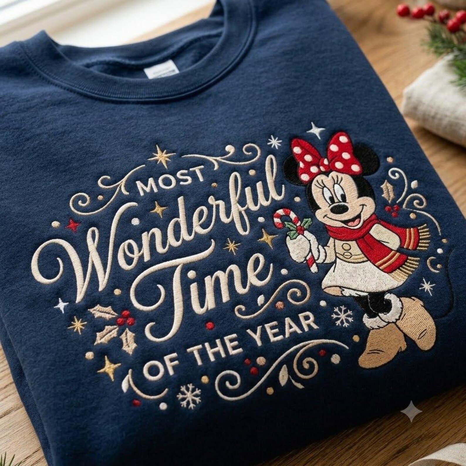 Most Wonderful Time of the Year Embroidered Sweatshirt, Christmas Mouse Holiday Crewneck, Festive Winter Christmas Shirt, Holiday Gift 3