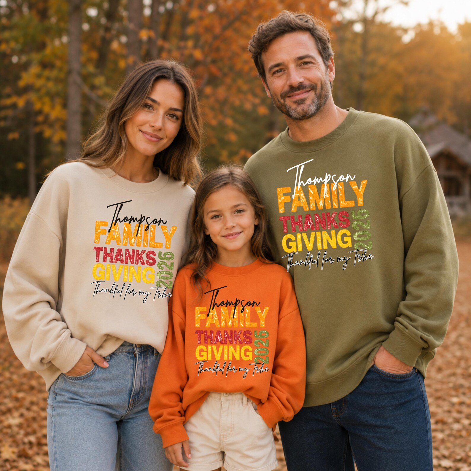 Custom Name Family Thanksgiving Shirt, Personalized Matching Thankful For My Tribe Sweatshirt 2
