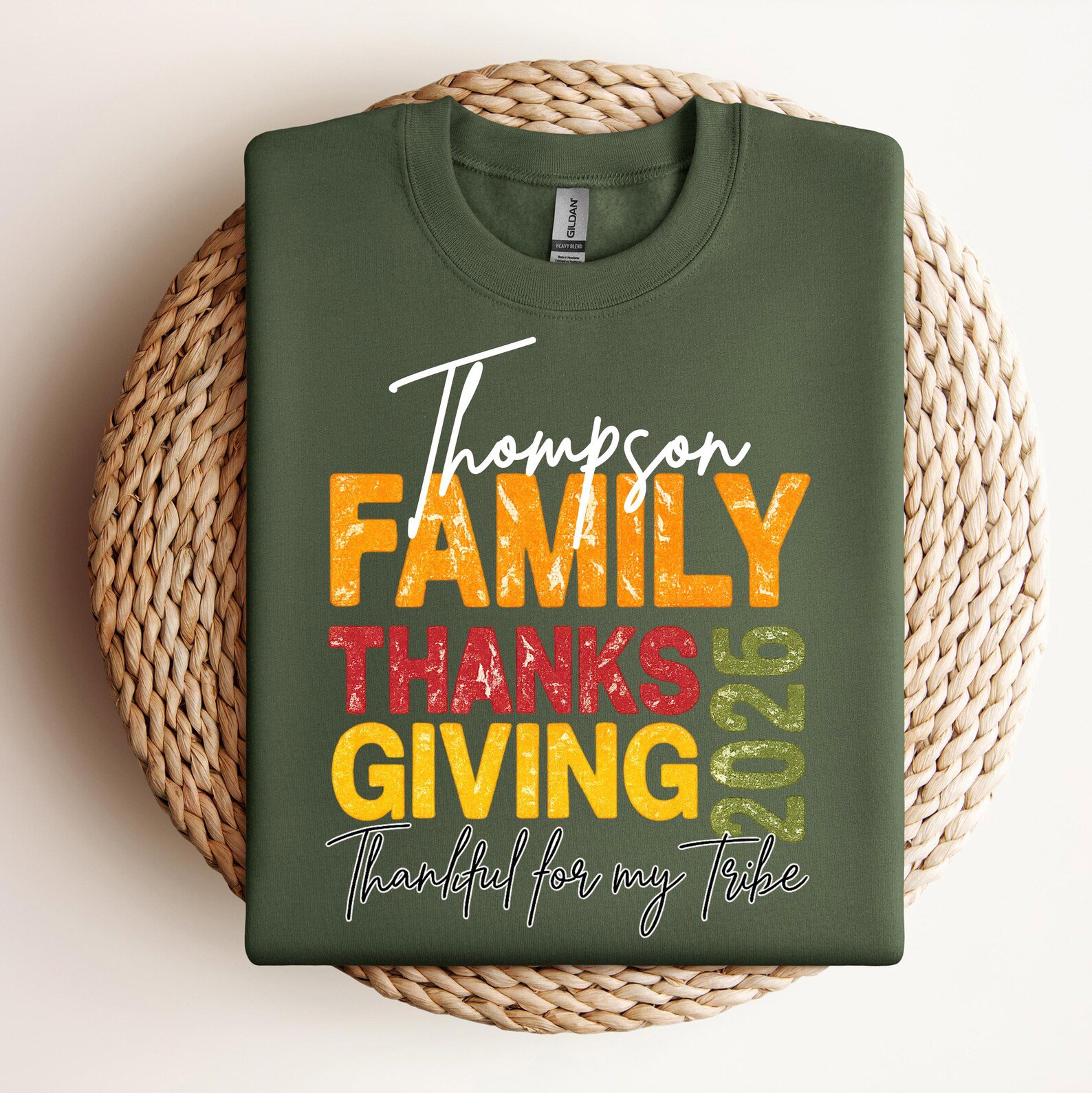 Custom Name Family Thanksgiving Shirt, Personalized Matching Thankful For My Tribe Sweatshirt 6